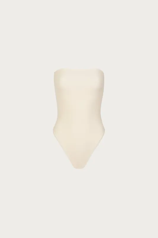 Strapless One Piece (Faux Suede Cream) sold by SAME