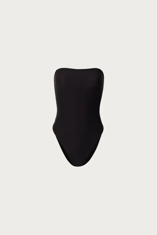 Strapless One Piece (Faux Suede Black) sold by SAME