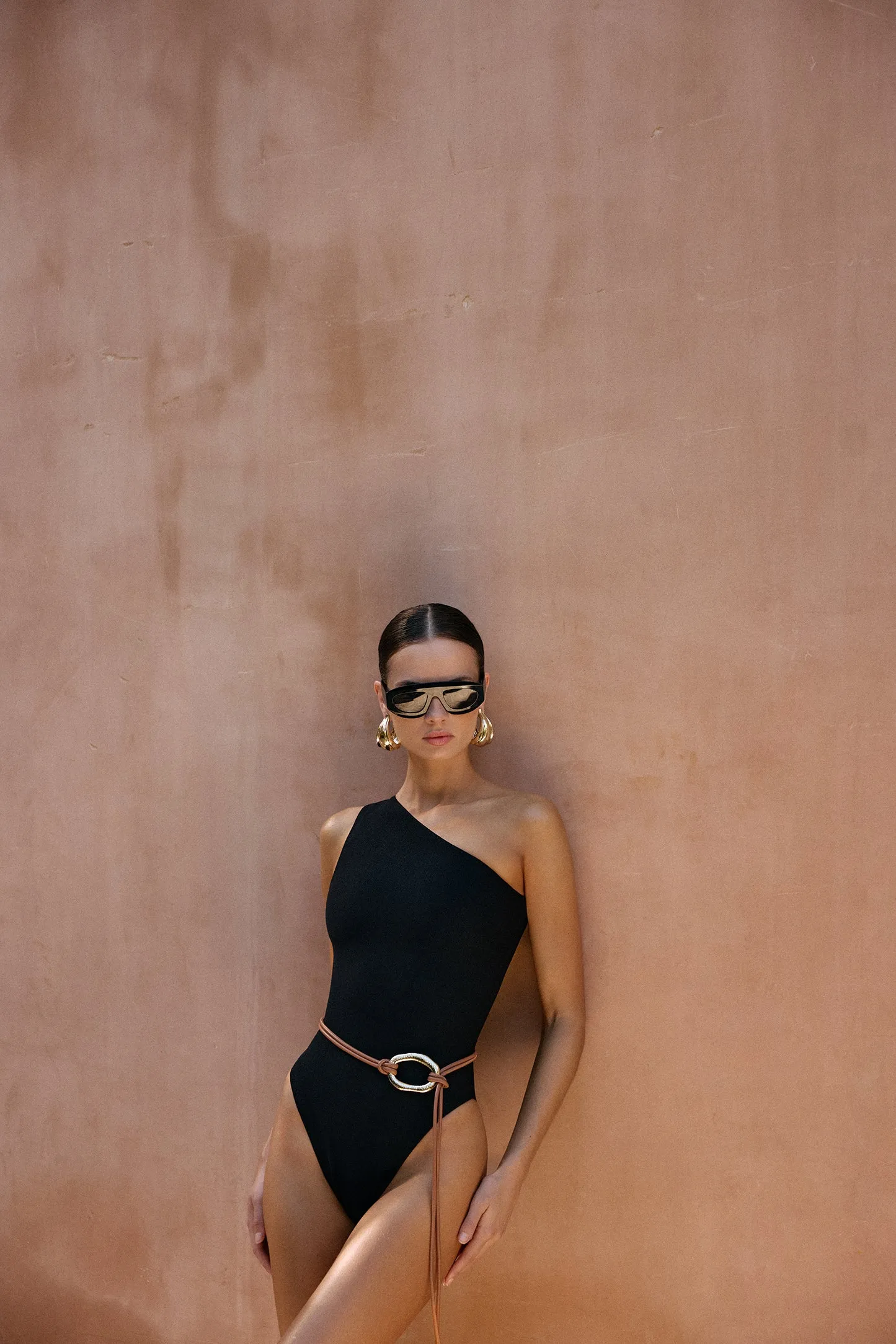 One Shoulder One Piece (Faux Suede Black) sold by SAME product image thumbnail 2