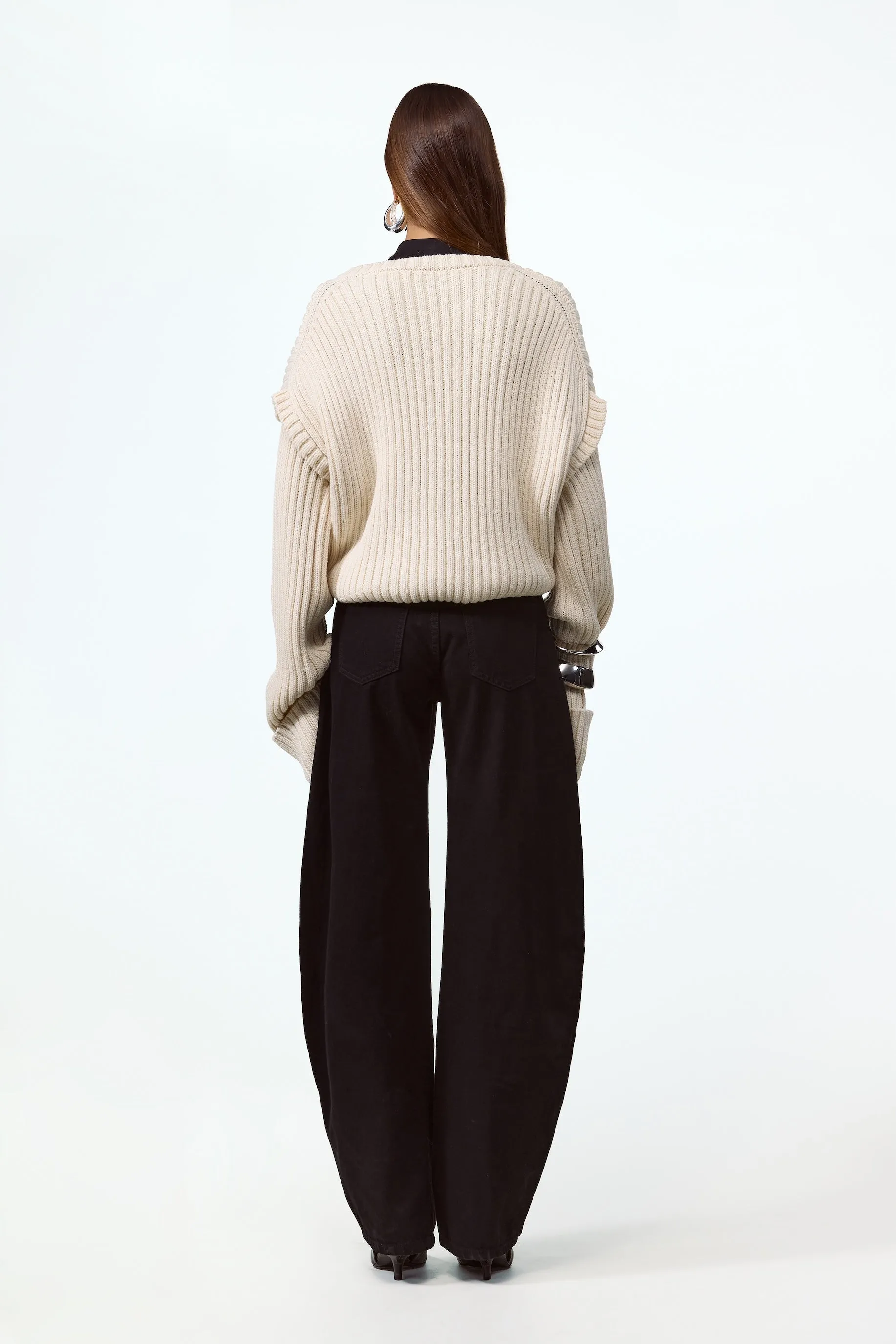 Oversized V Neck Sweater (Cream) sold by SAME product image thumbnail 5