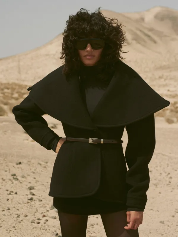 Short Wool Coat (Black) sold by SAME