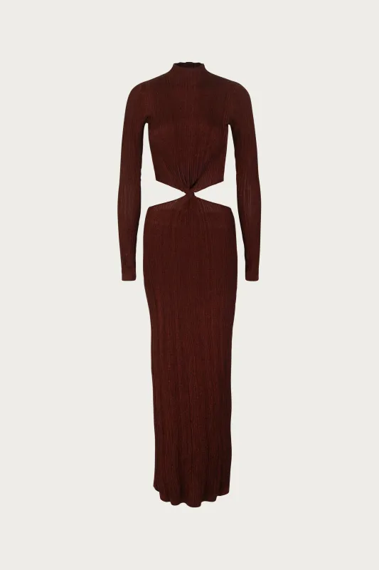 Metallic Twist Maxi Dress (Chocolate Brown) made by SAME