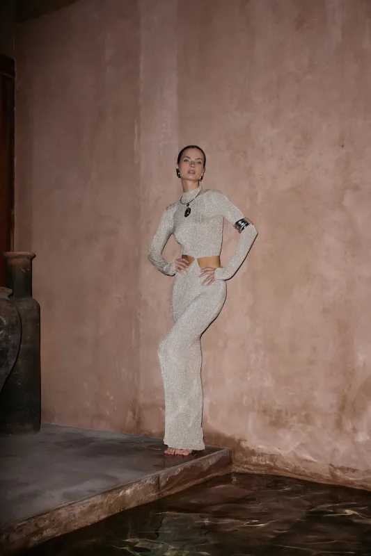 Metallic Twist Maxi Dress (Gold) sold by SAME