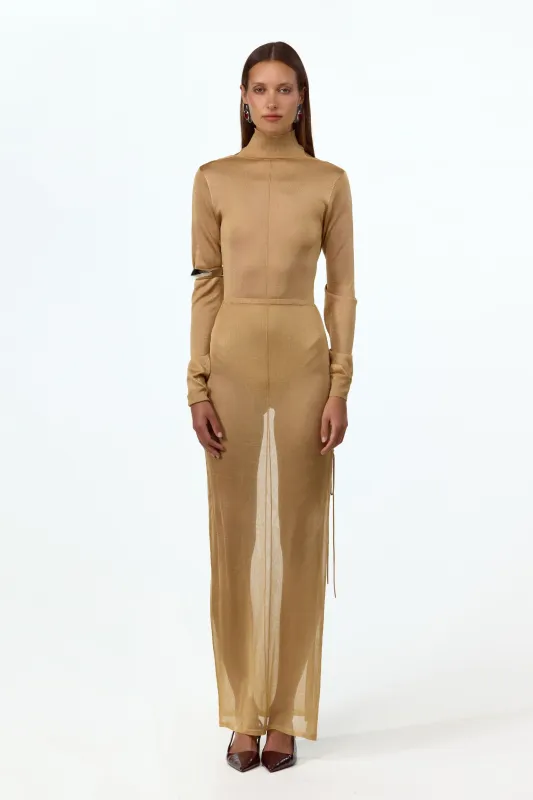 Ruched Knit Maxi Skirt (Gold) sold by SAME