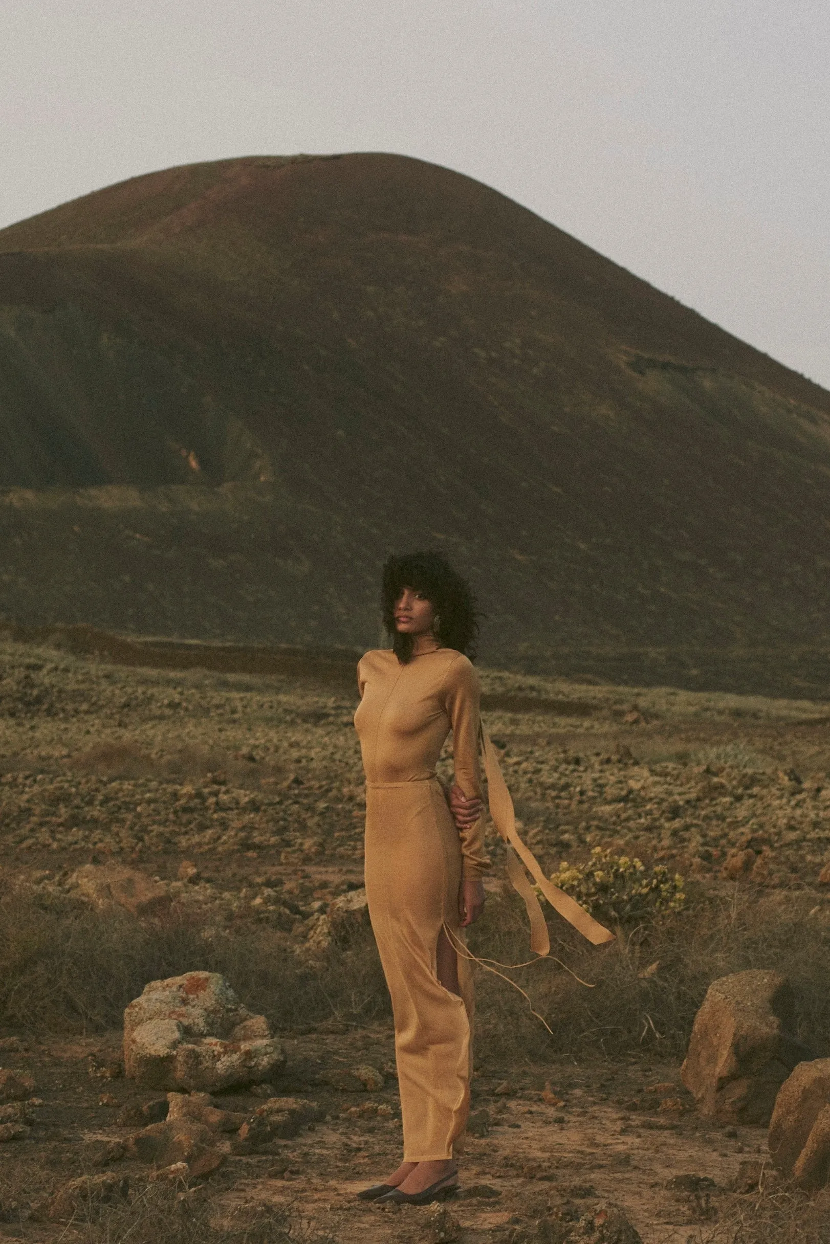 Ruched Knit Maxi Skirt (Gold) sold by SAME product image thumbnail 3