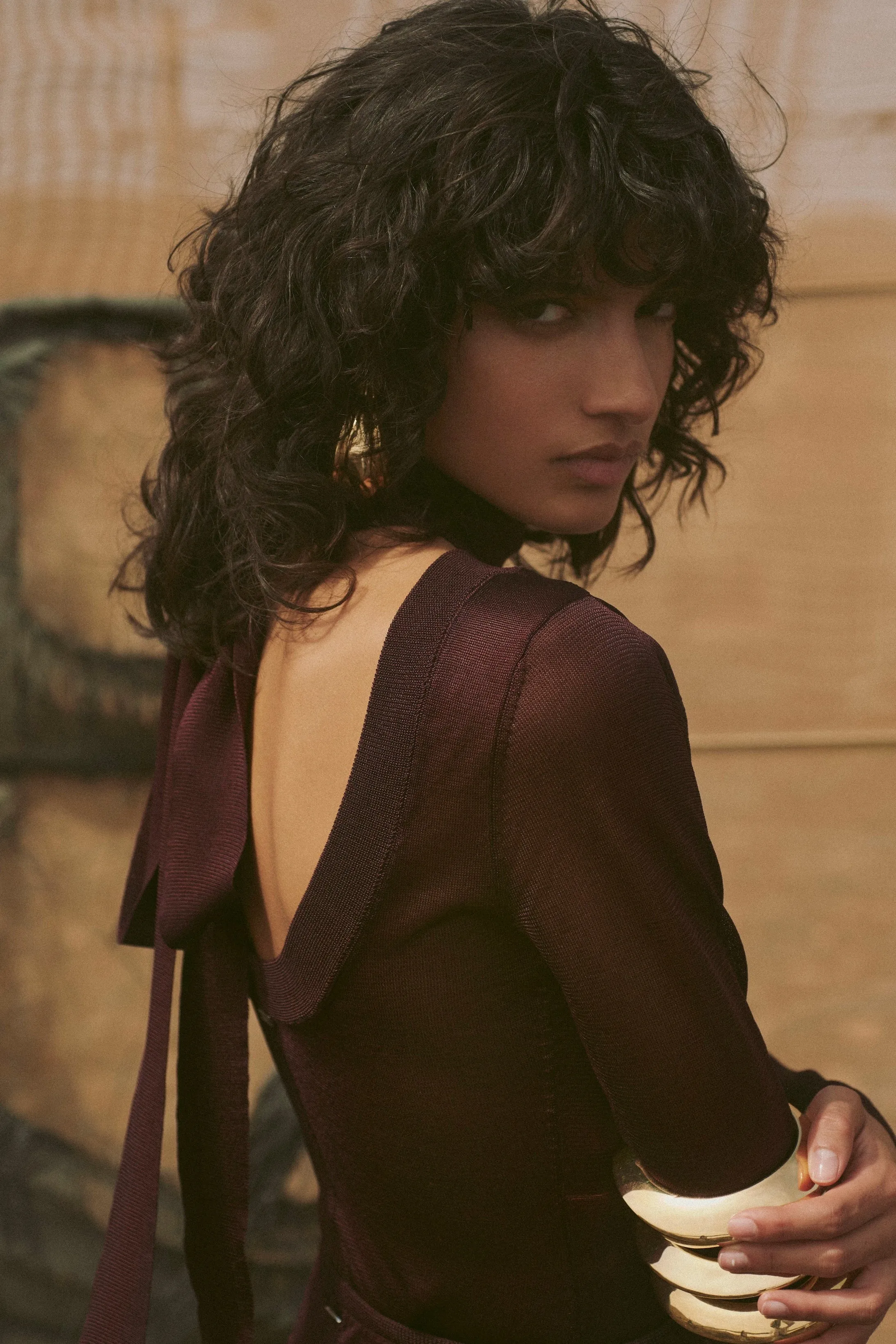 Open Back Knit Bodysuit (Merlot) sold by SAME product image thumbnail 5