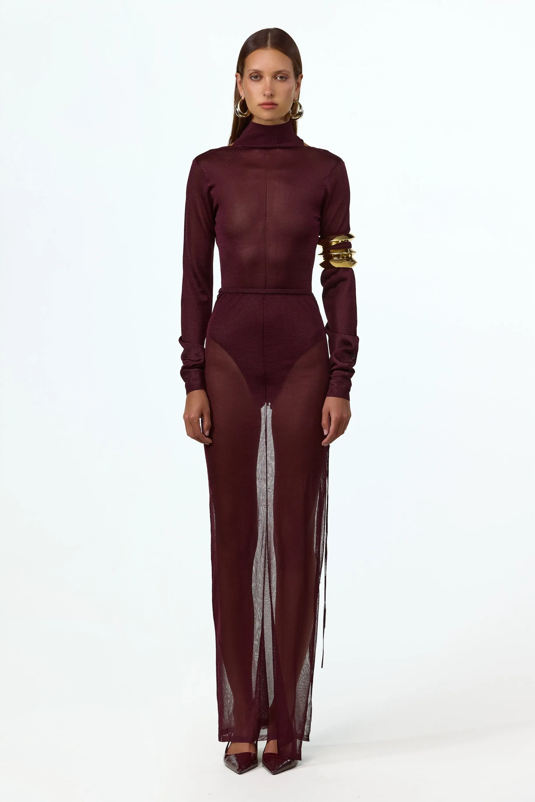 Open Back Knit Bodysuit (Merlot) sold by SAME product image thumbnail 2