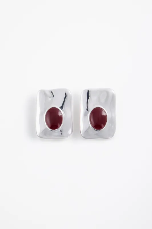 Hammer Stone Earring (Silver/Oxblood) sold by SAME