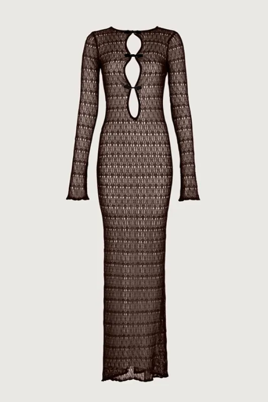Keyhole Crochet Dress (Chocolate Brown/Black) made by SAME