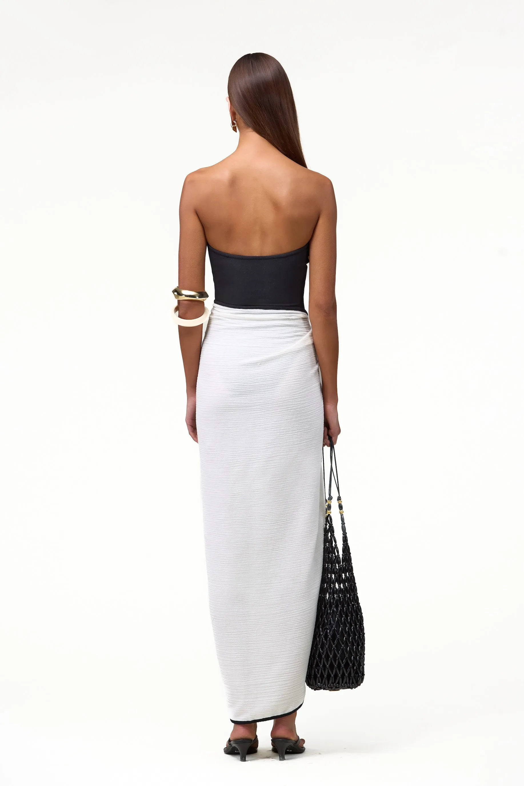 Colorblock Linen Sarong (Cream/Black) sold by SAME product image thumbnail 3