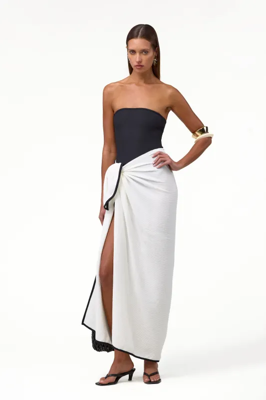 Colorblock Linen Sarong (Cream/Black) sold by SAME