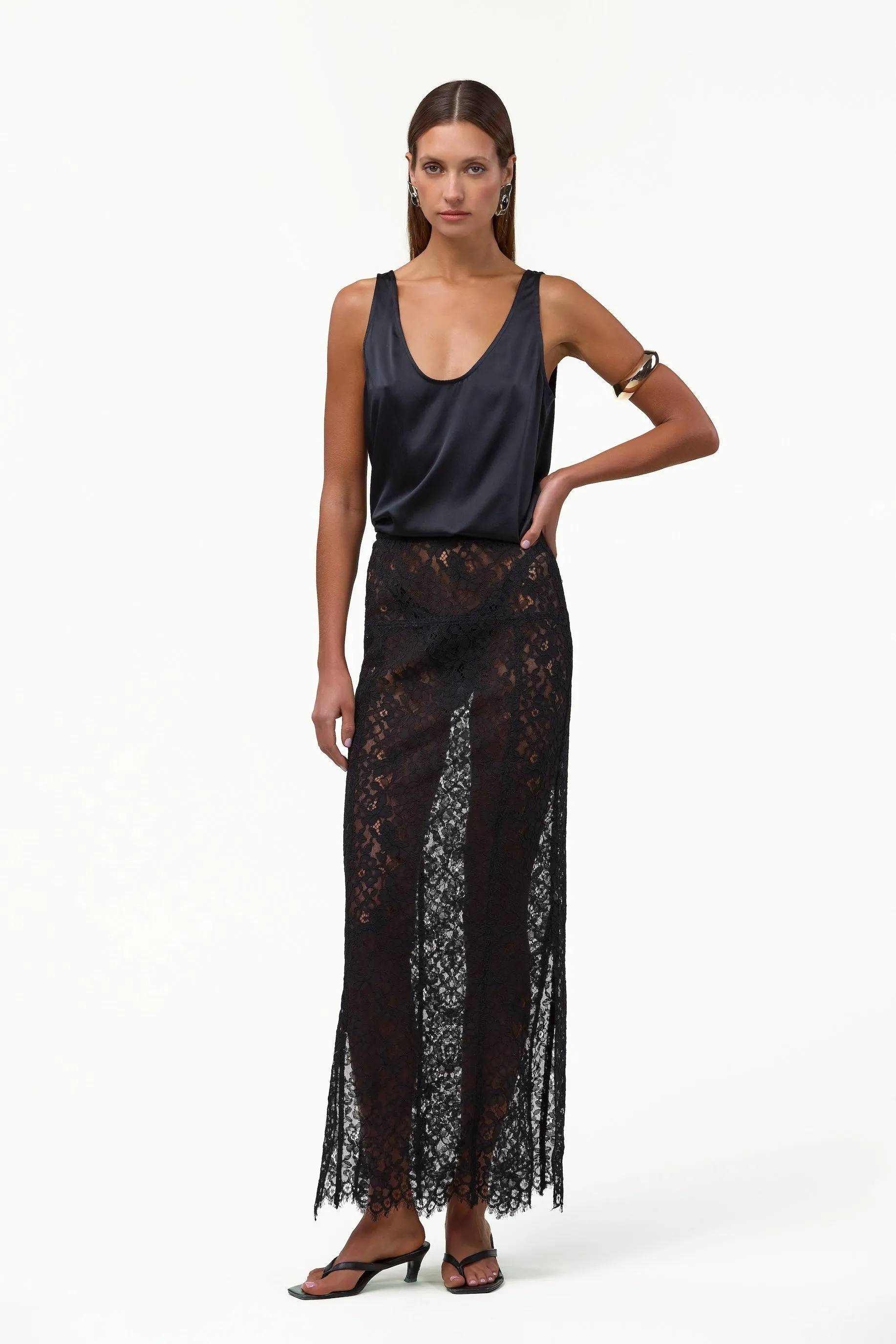 Lace Maxi Skirt (Black) sold by SAME product image thumbnail 2