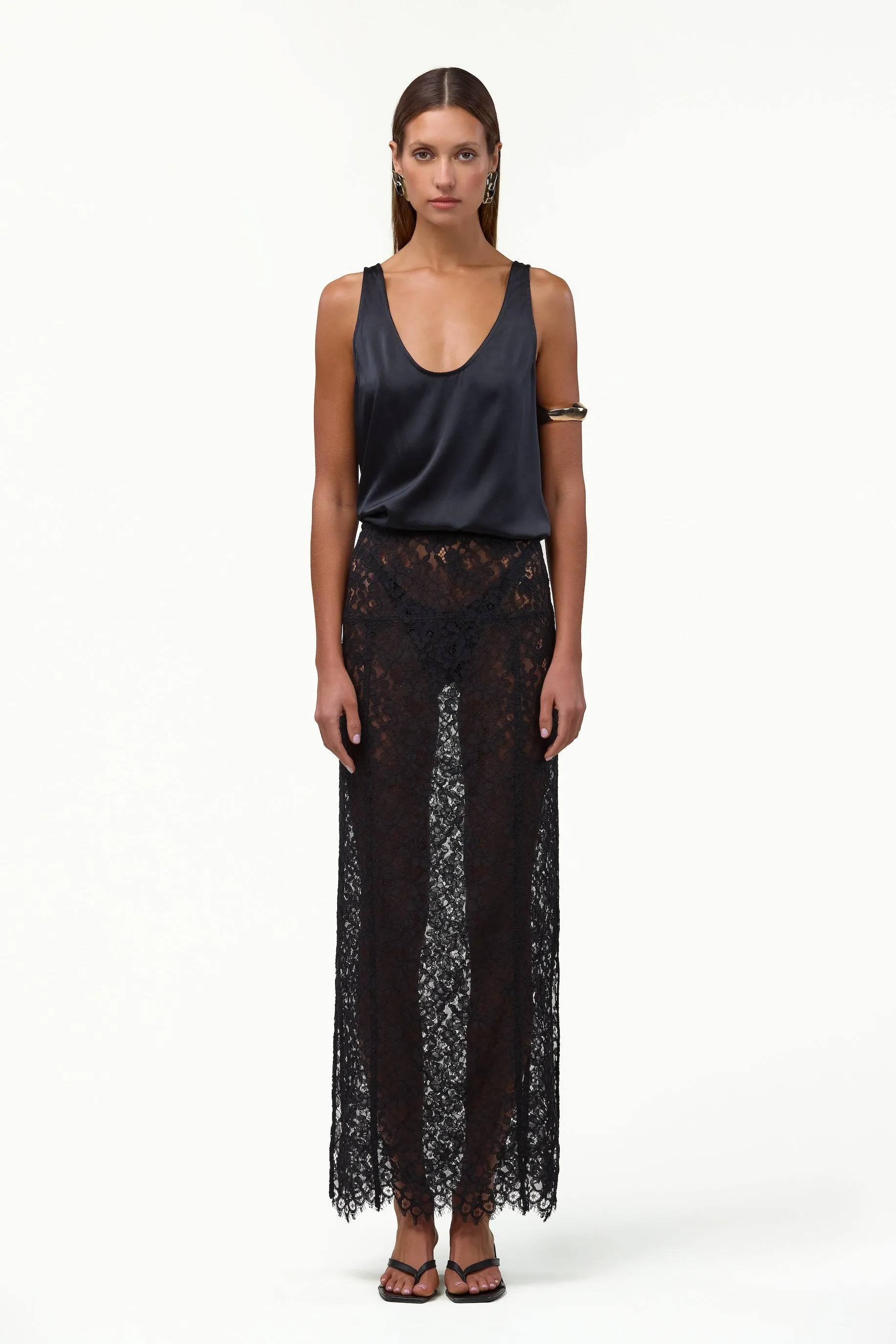 Lace Maxi Skirt (Black) sold by SAME