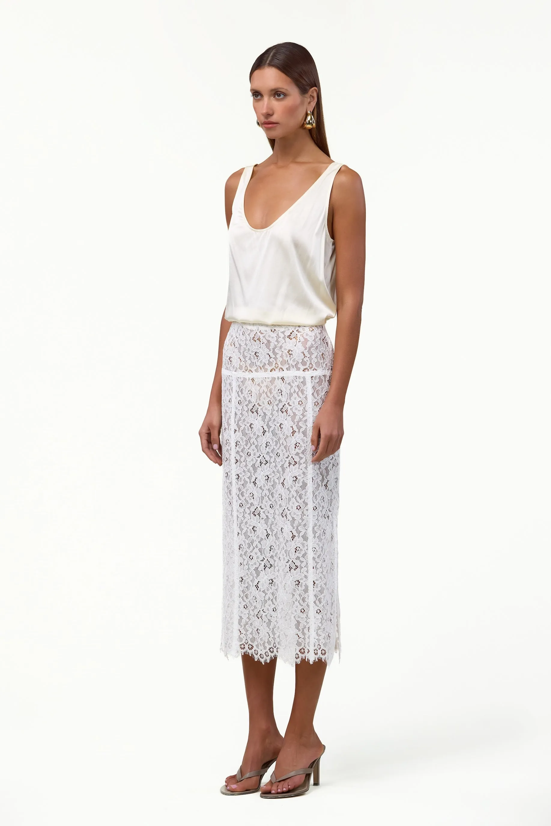 Lace Midi Skirt (White) sold by SAME product image thumbnail 2