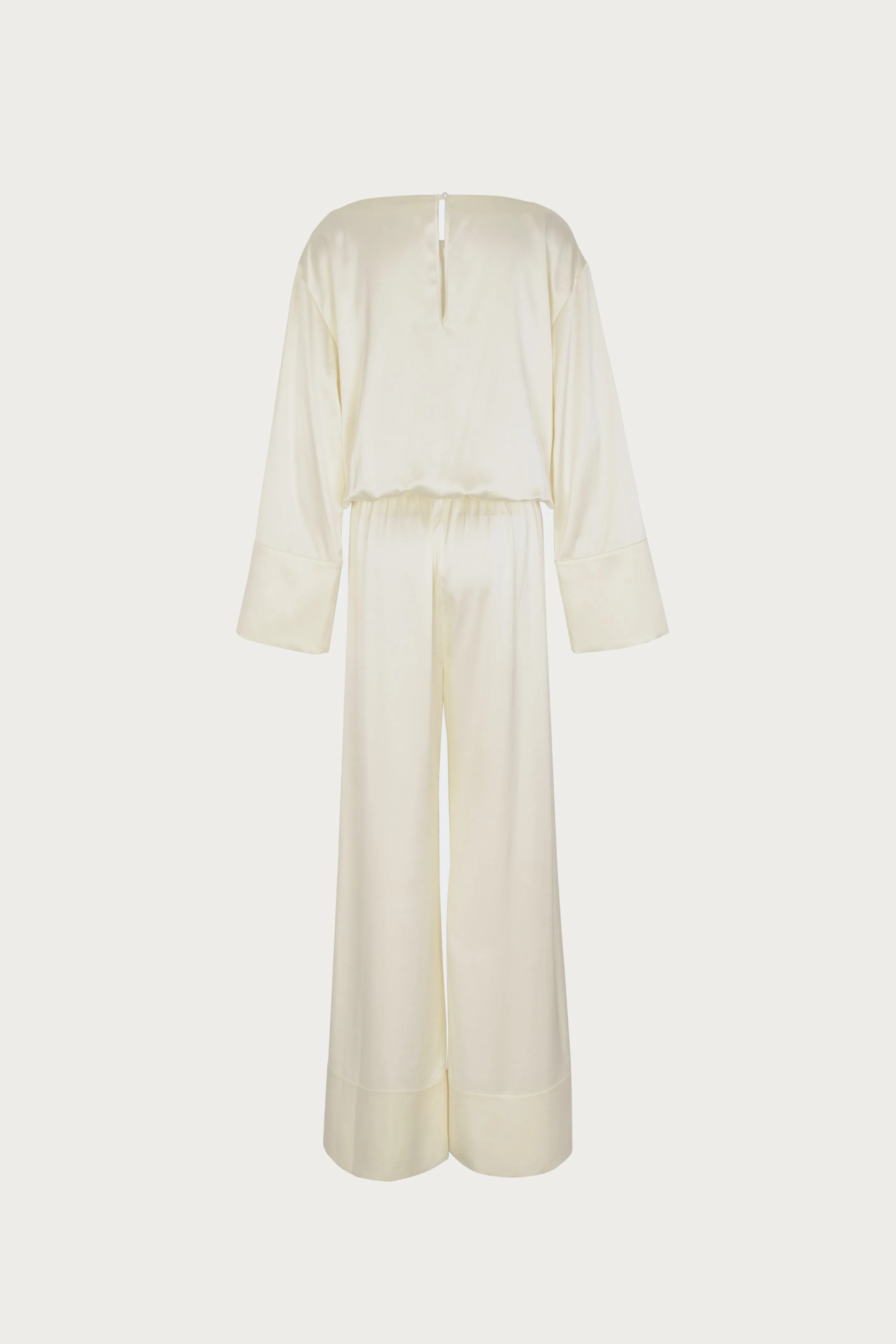 Long Sleeve Silk Jumpsuit (Cream) sold by SAME product image thumbnail 5