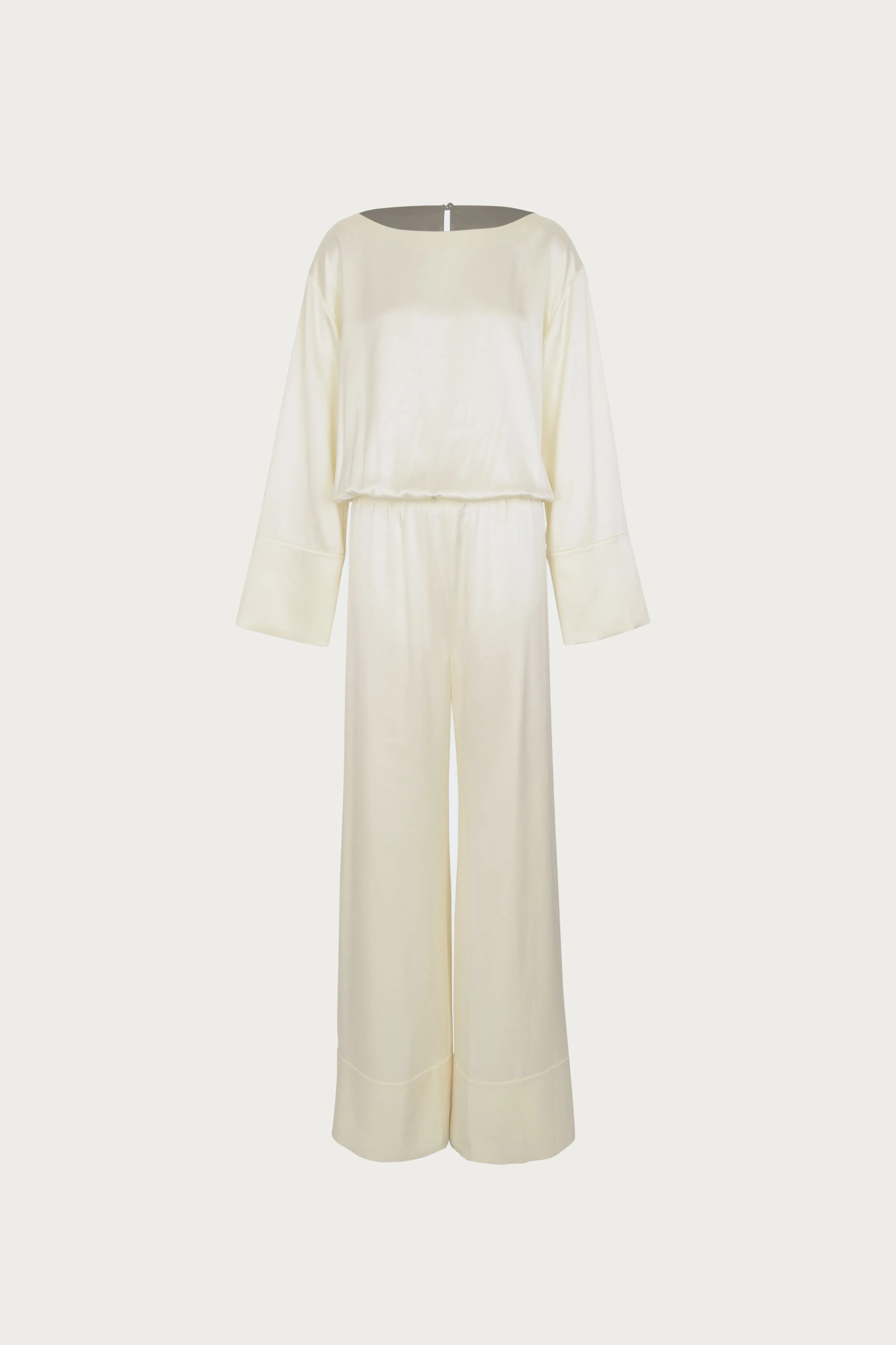 Long Sleeve Silk Jumpsuit (Cream) sold by SAME product image thumbnail 4