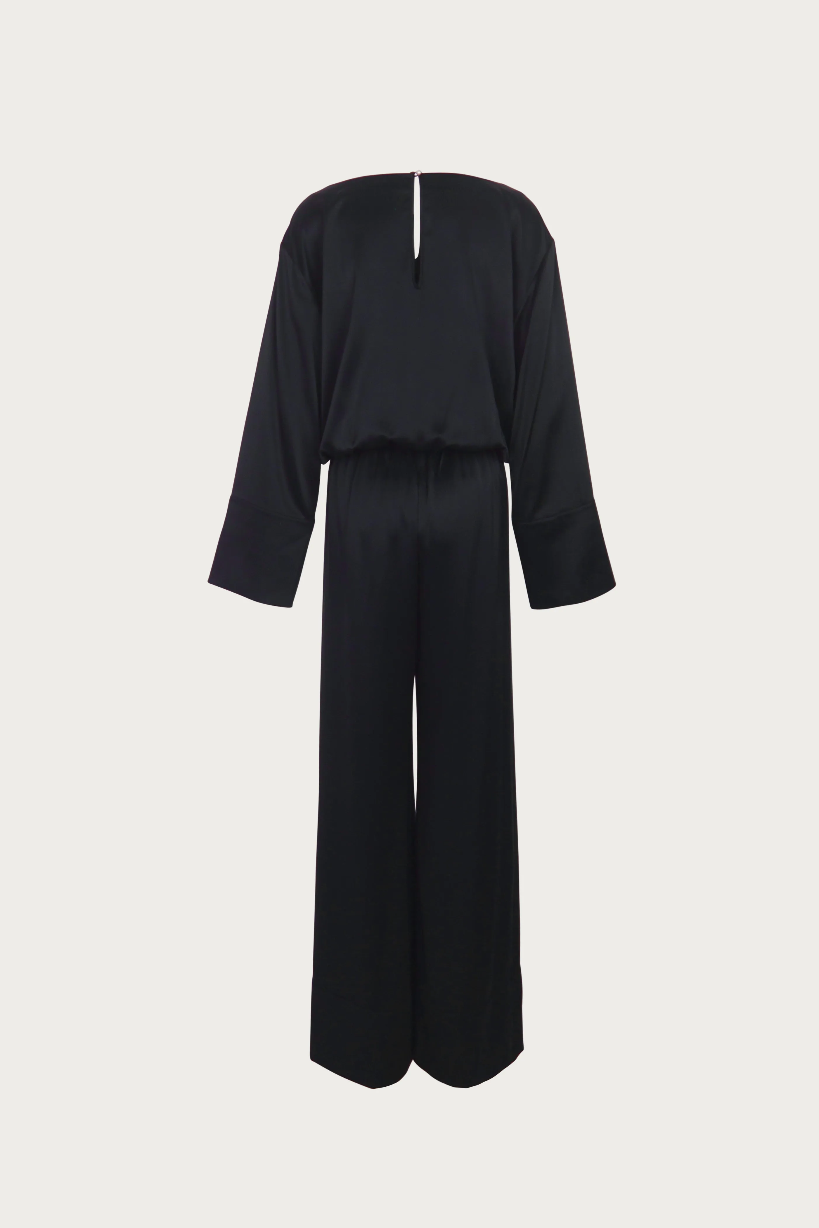 Long Sleeve Silk Jumpsuit (Black) sold by SAME product image thumbnail 5