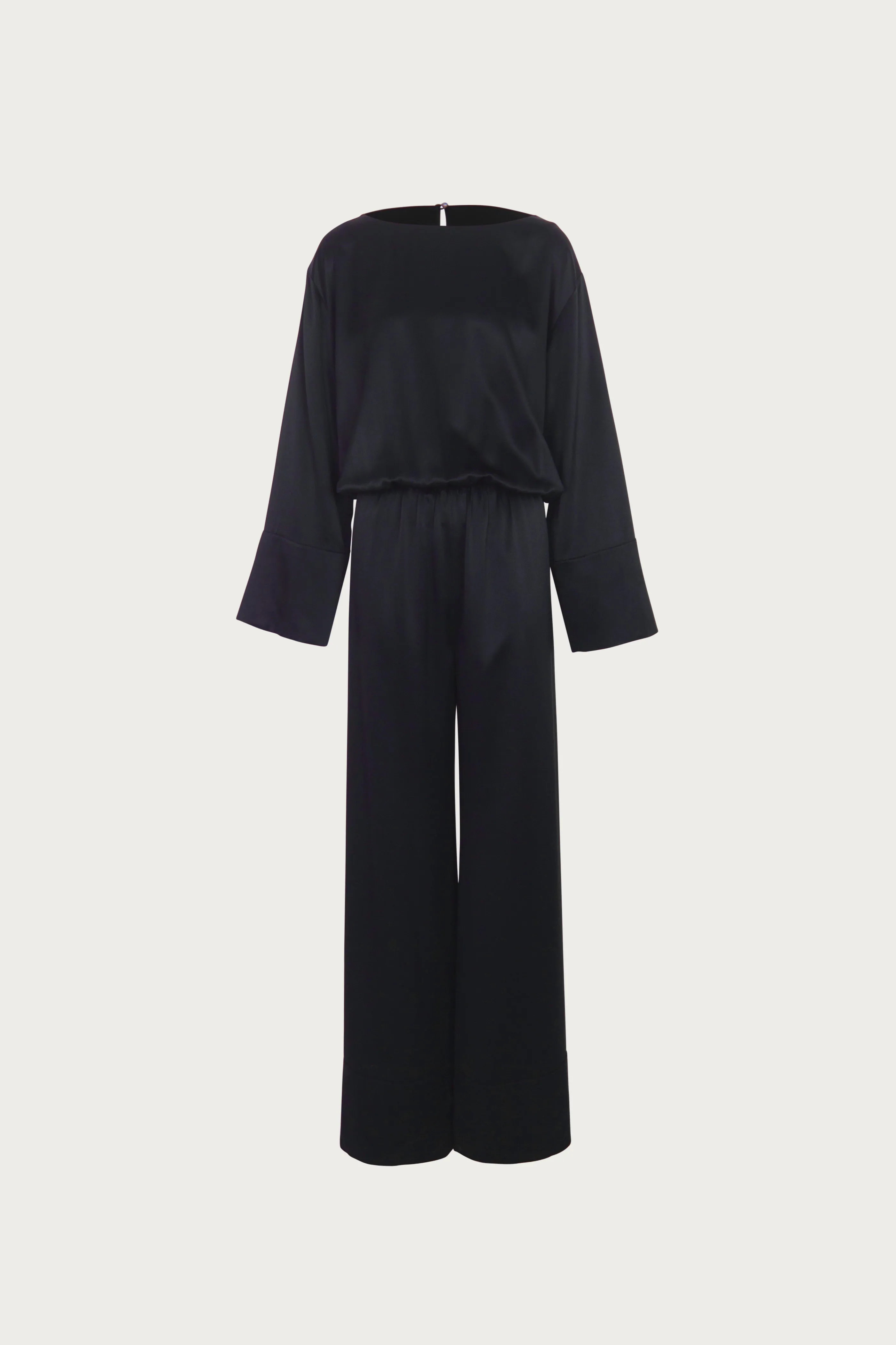 Long Sleeve Silk Jumpsuit (Black) sold by SAME product image thumbnail 4
