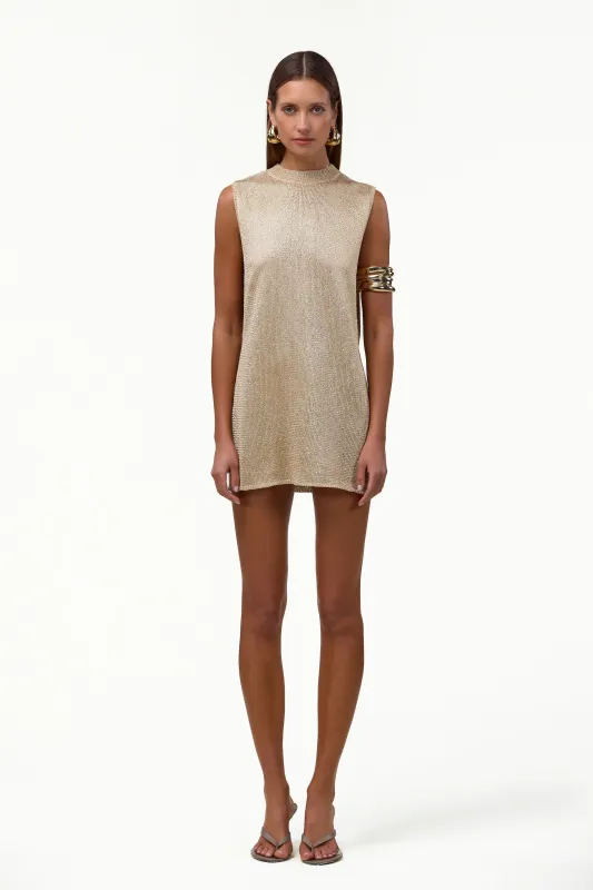Sleeveless Knit Mini Dress (Light Gold Sequin) sold by SAME