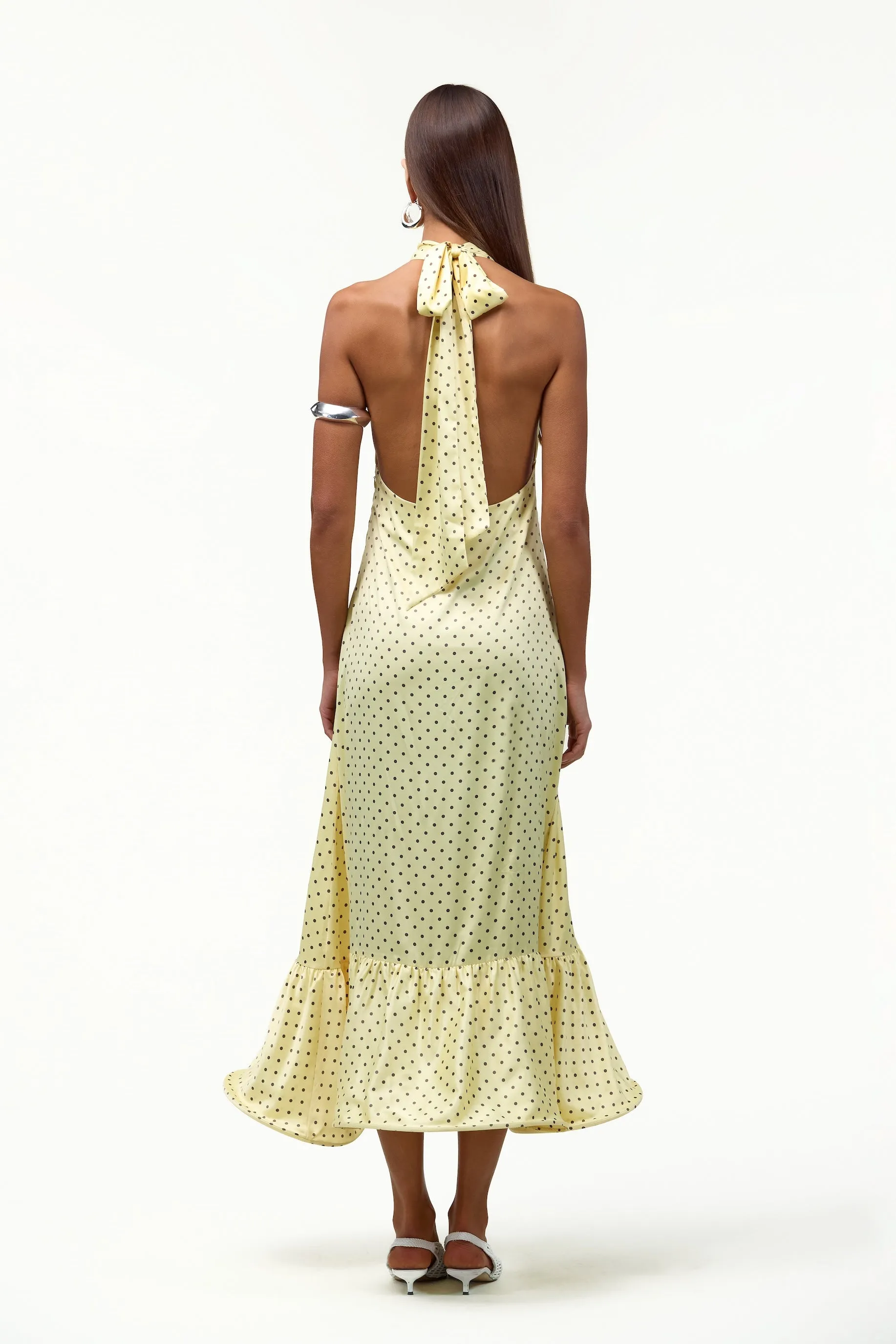 Halter Flounce Midi Dress (Yellow Polka Dot) sold by SAME product image thumbnail 3