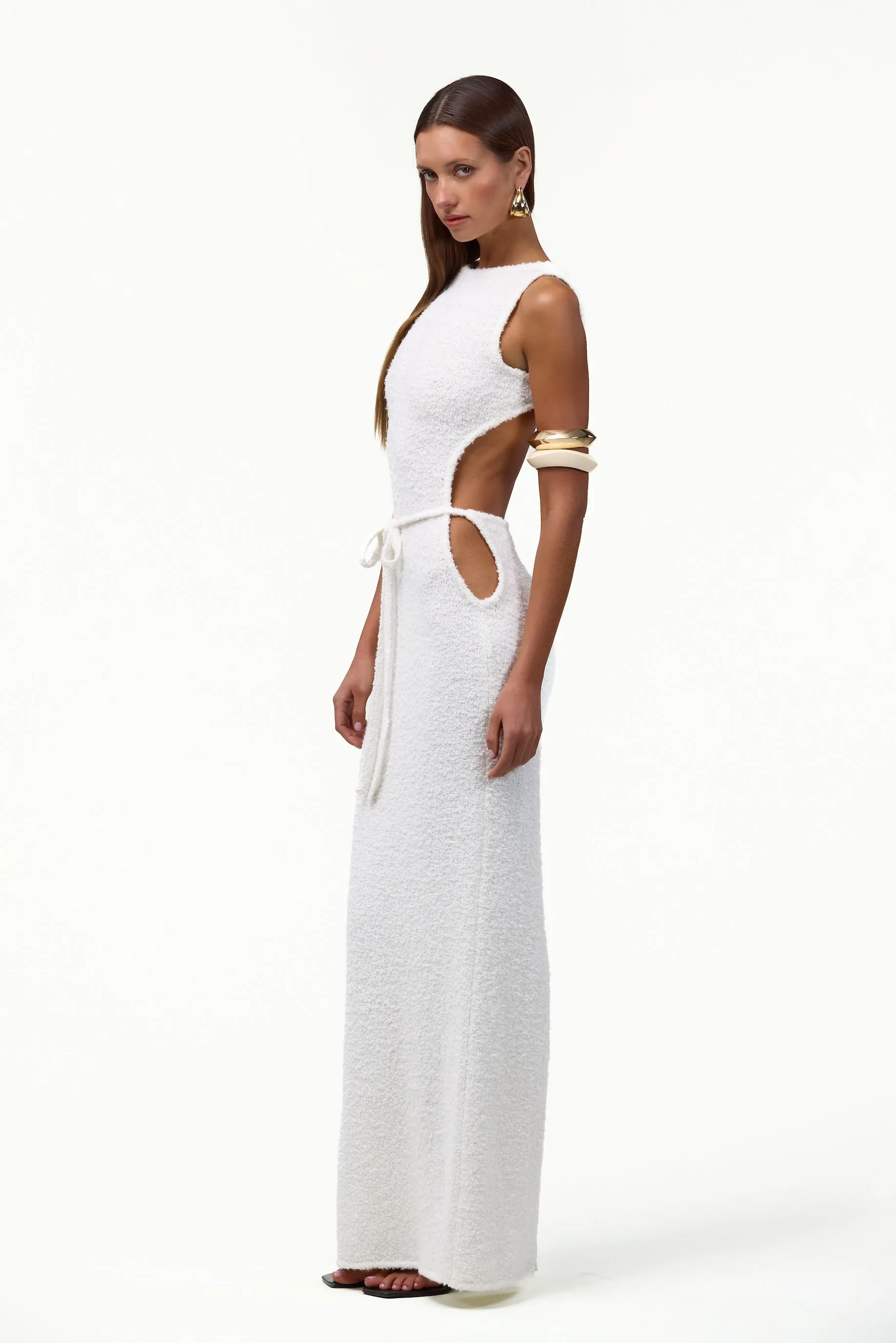 Tie Maxi Dress (White Bouclé) sold by SAME product image thumbnail 2