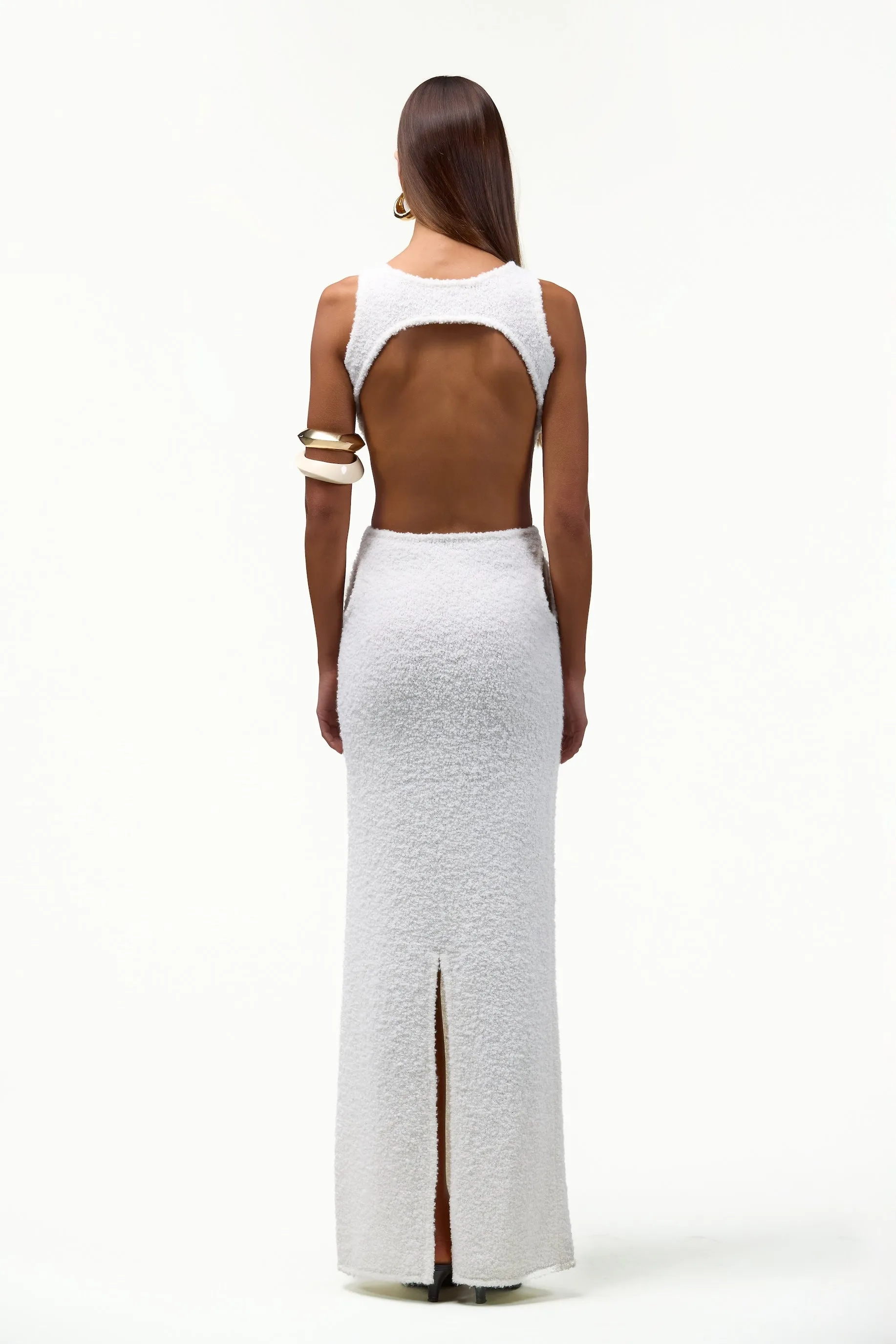 Tie Maxi Dress (White Bouclé) sold by SAME product image thumbnail 3