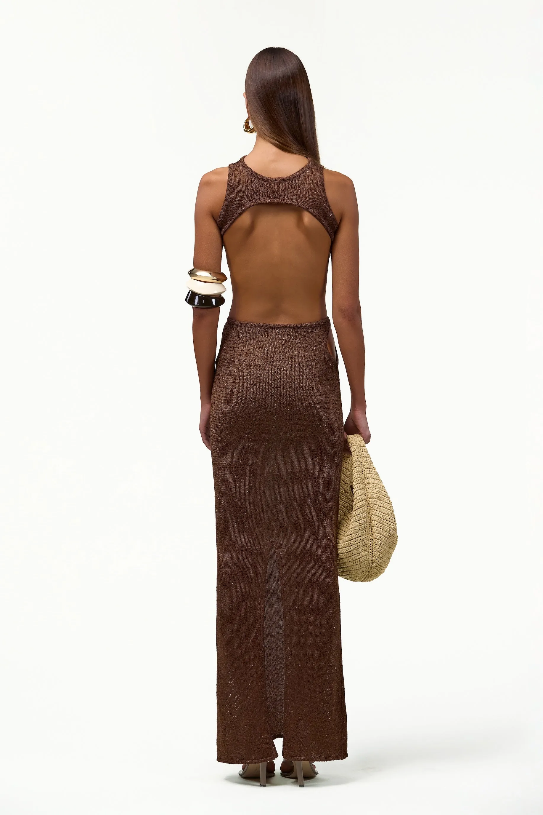 Tie Maxi Dress (Chocolate Brown Sequin) sold by SAME product image thumbnail 3