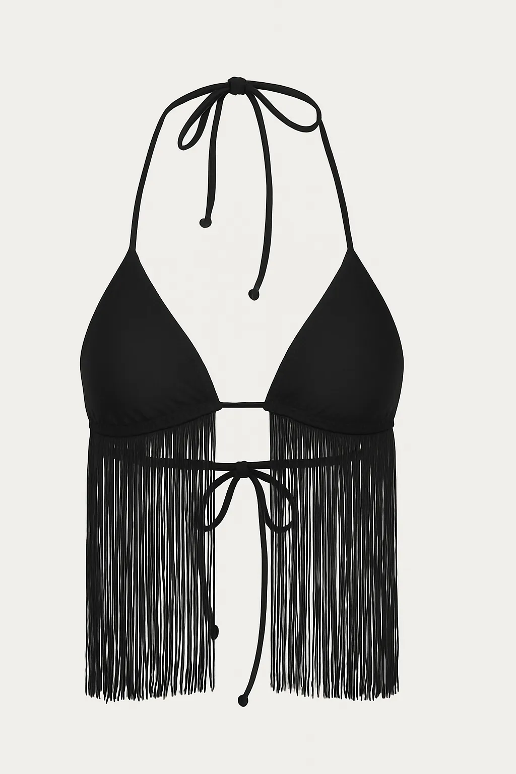 Fringe Triangle Top (Faux Suede Black) sold by SAME