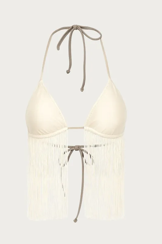 Fringe Triangle Top (Faux Suede Cream) sold by SAME