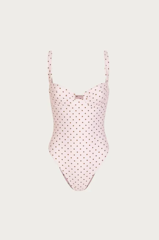 Bustier One Piece (Pink Brown Polka Dot) made by SAME