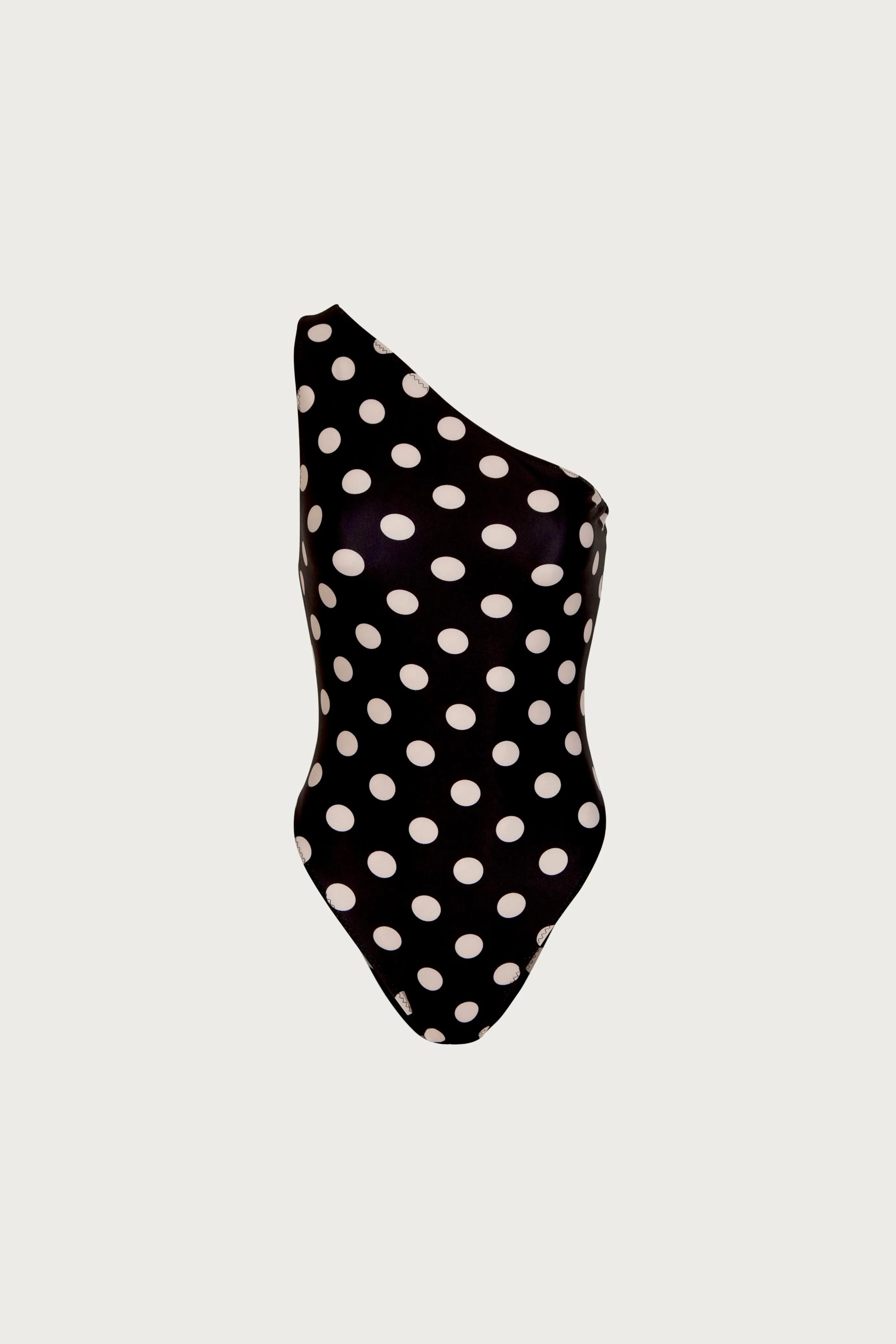 One Shoulder One Piece (Black Taupe Polka Dot) sold by SAME