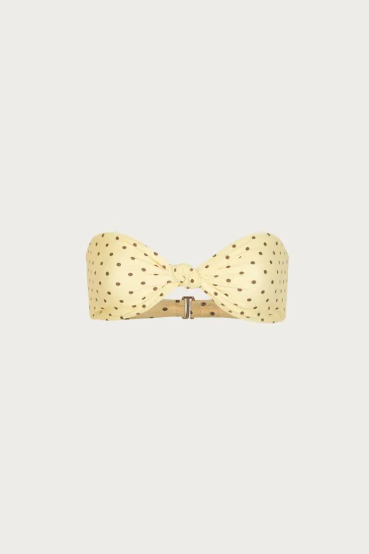 Knotted Bandeau Top (Yellow Brown Polka Dot) made by SAME