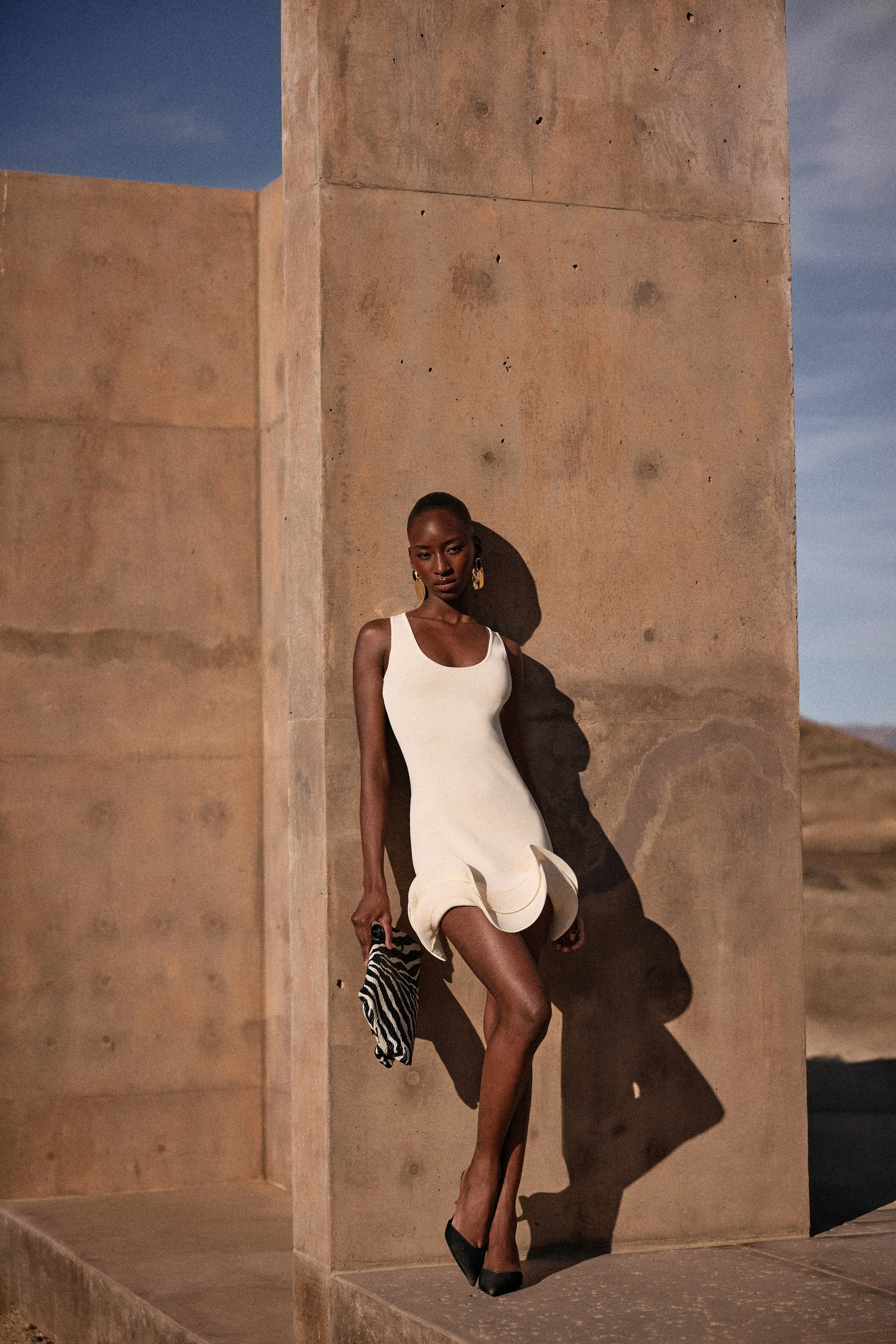 Double Ruffle Hem Mini Dress (Cream) sold by SAME product image thumbnail 4