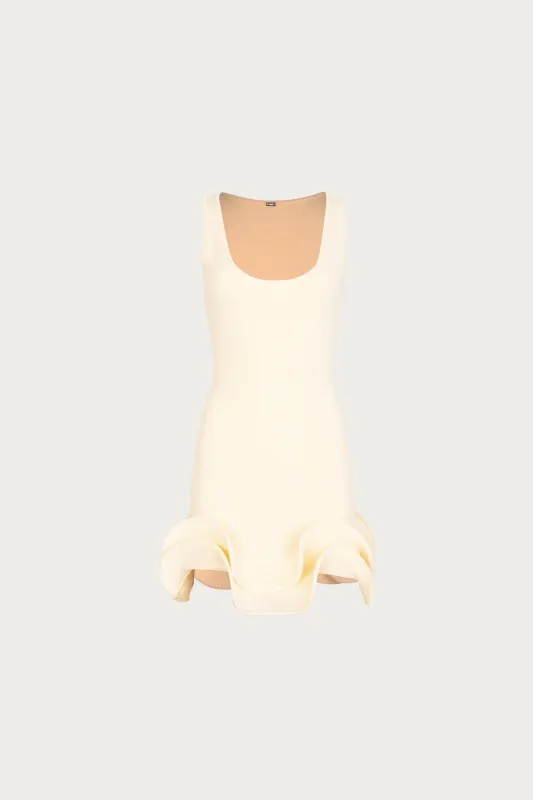 Double Ruffle Hem Mini Dress (Cream) made by SAME