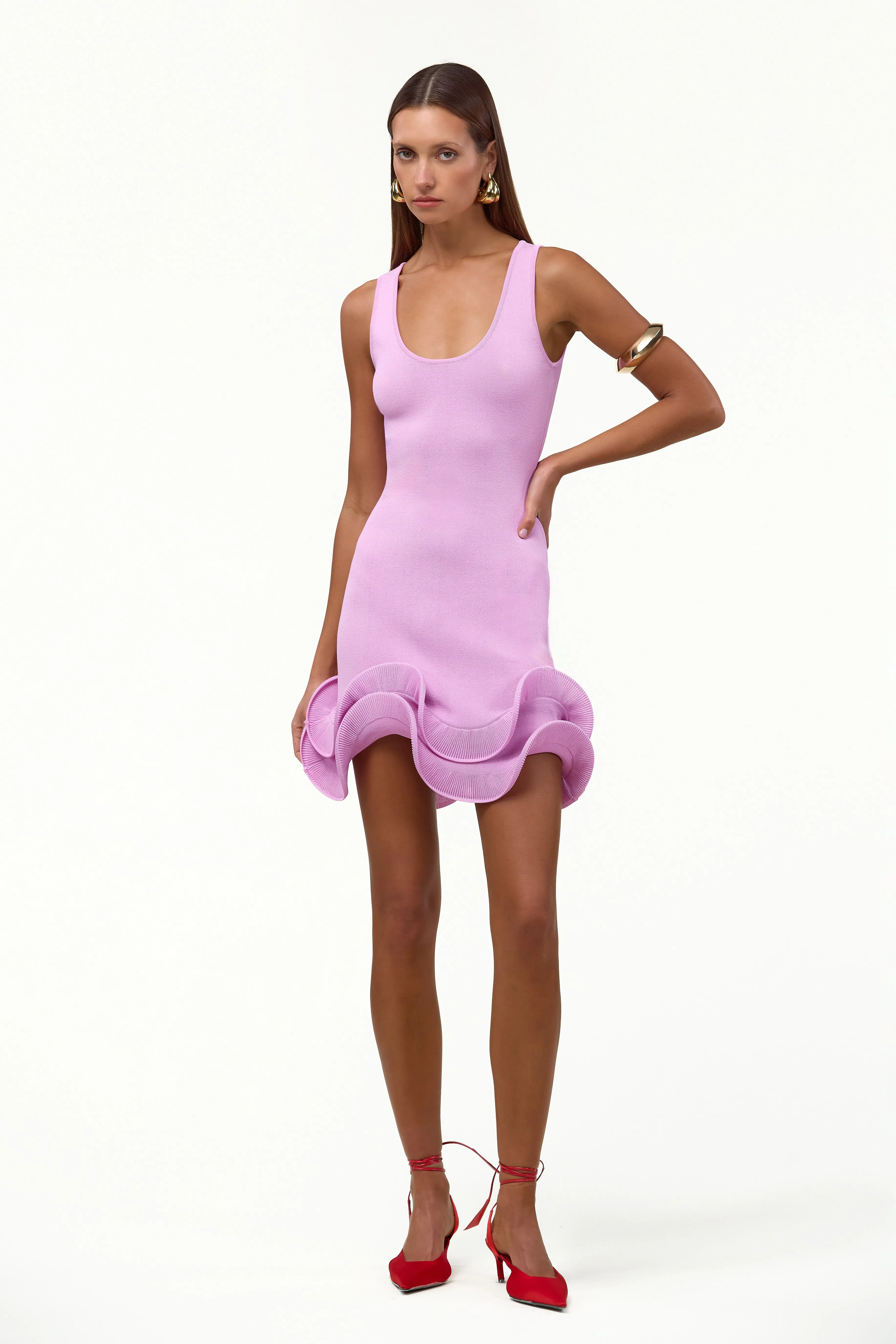 Double Ruffle Hem Mini Dress (Lilac Pink) sold by SAME product image thumbnail 5