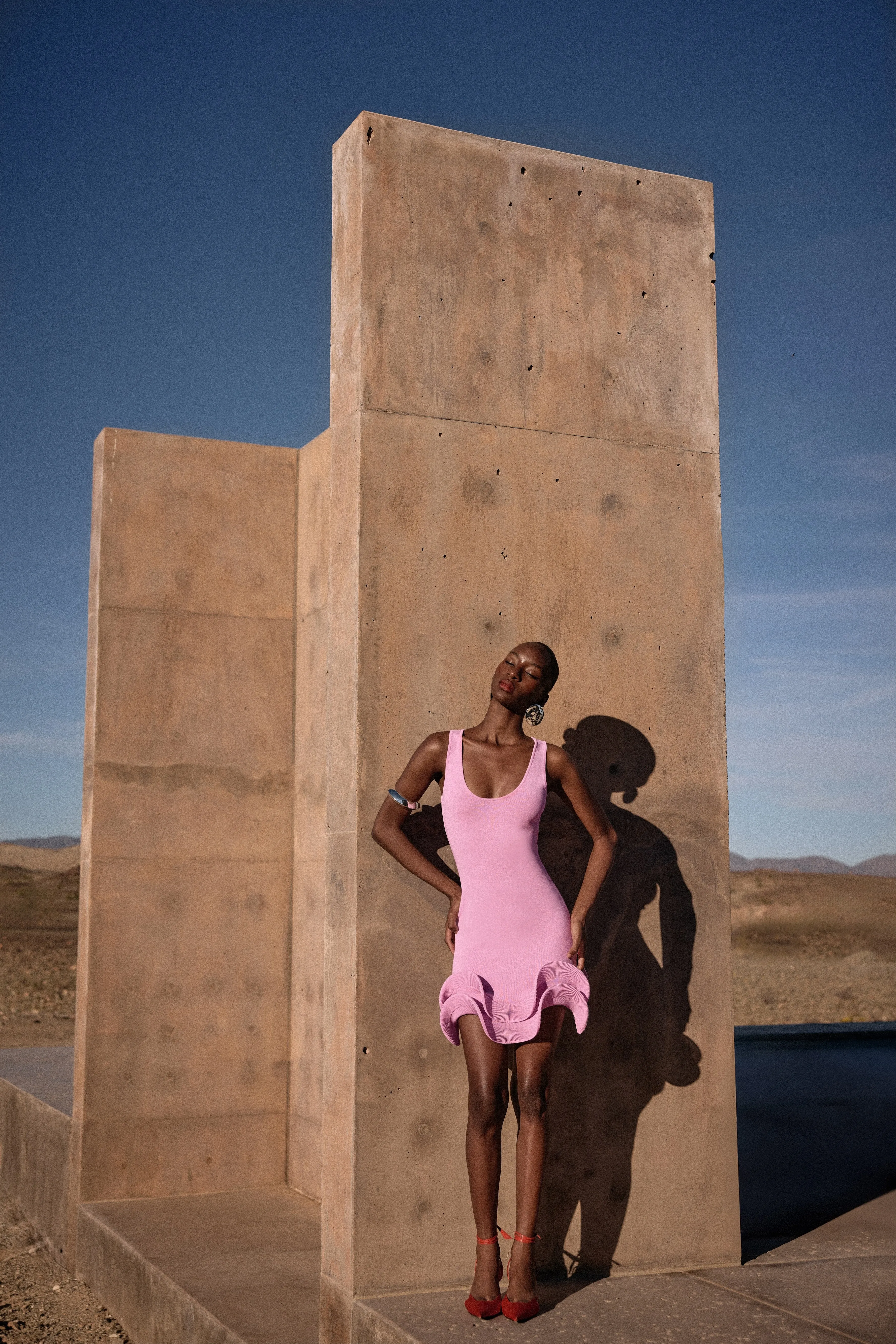 Double Ruffle Hem Mini Dress (Lilac Pink) sold by SAME product image thumbnail 3