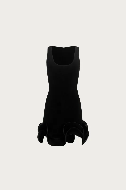 Double Ruffle Hem Mini Dress (Black) made by SAME