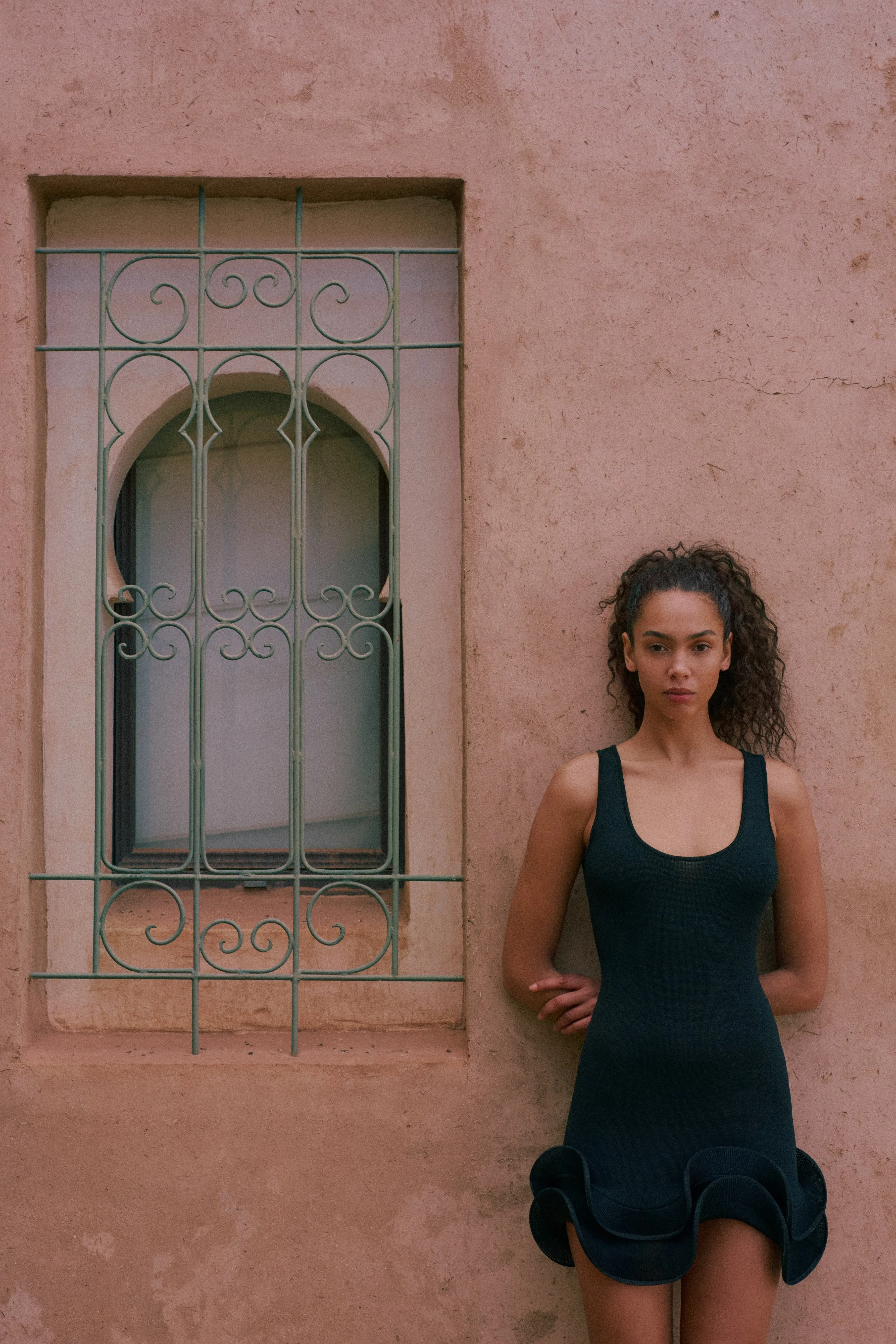 Double Ruffle Hem Mini Dress (Black) sold by SAME product image thumbnail 3