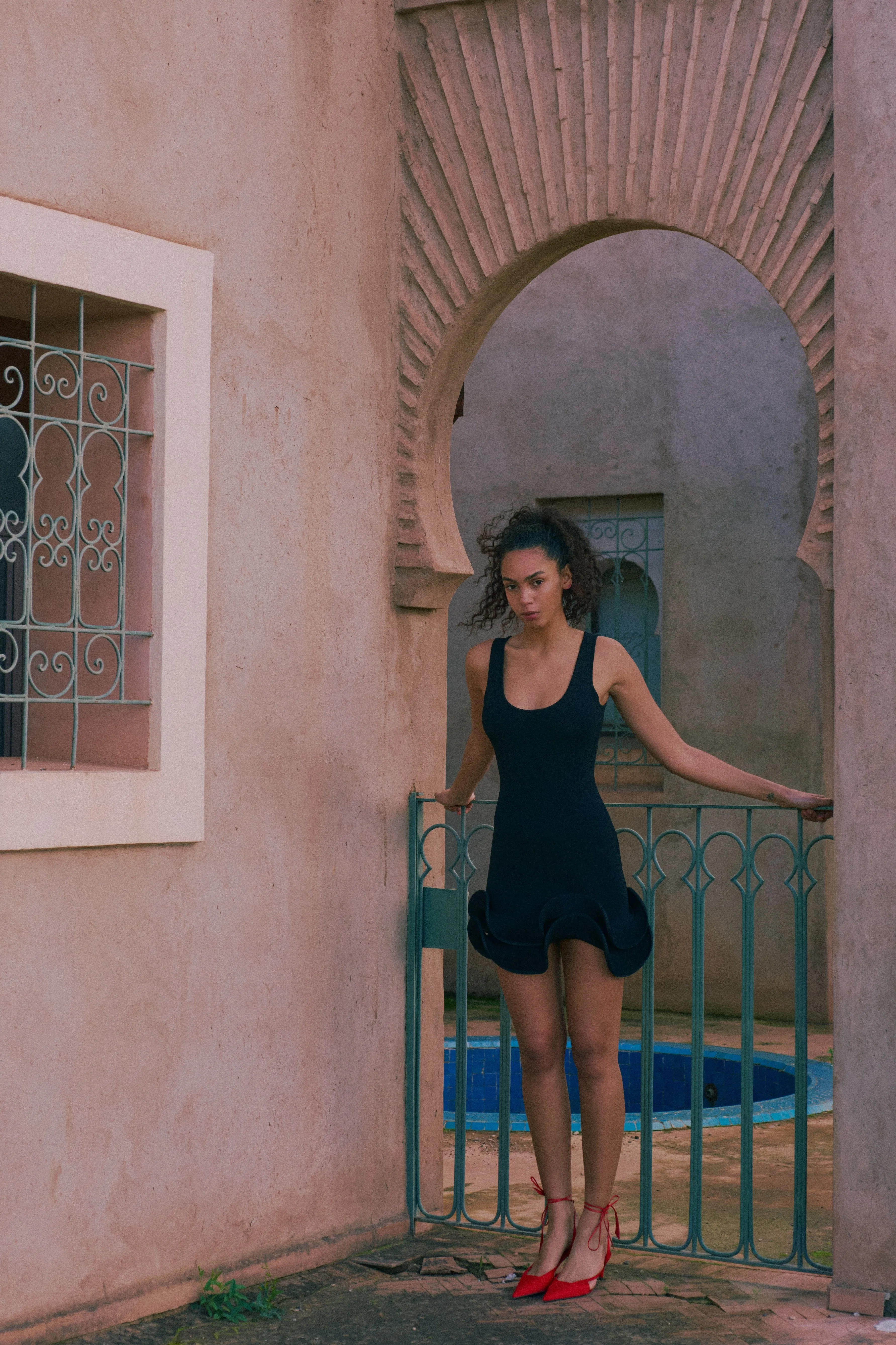 Double Ruffle Hem Mini Dress (Black) sold by SAME product image thumbnail 4