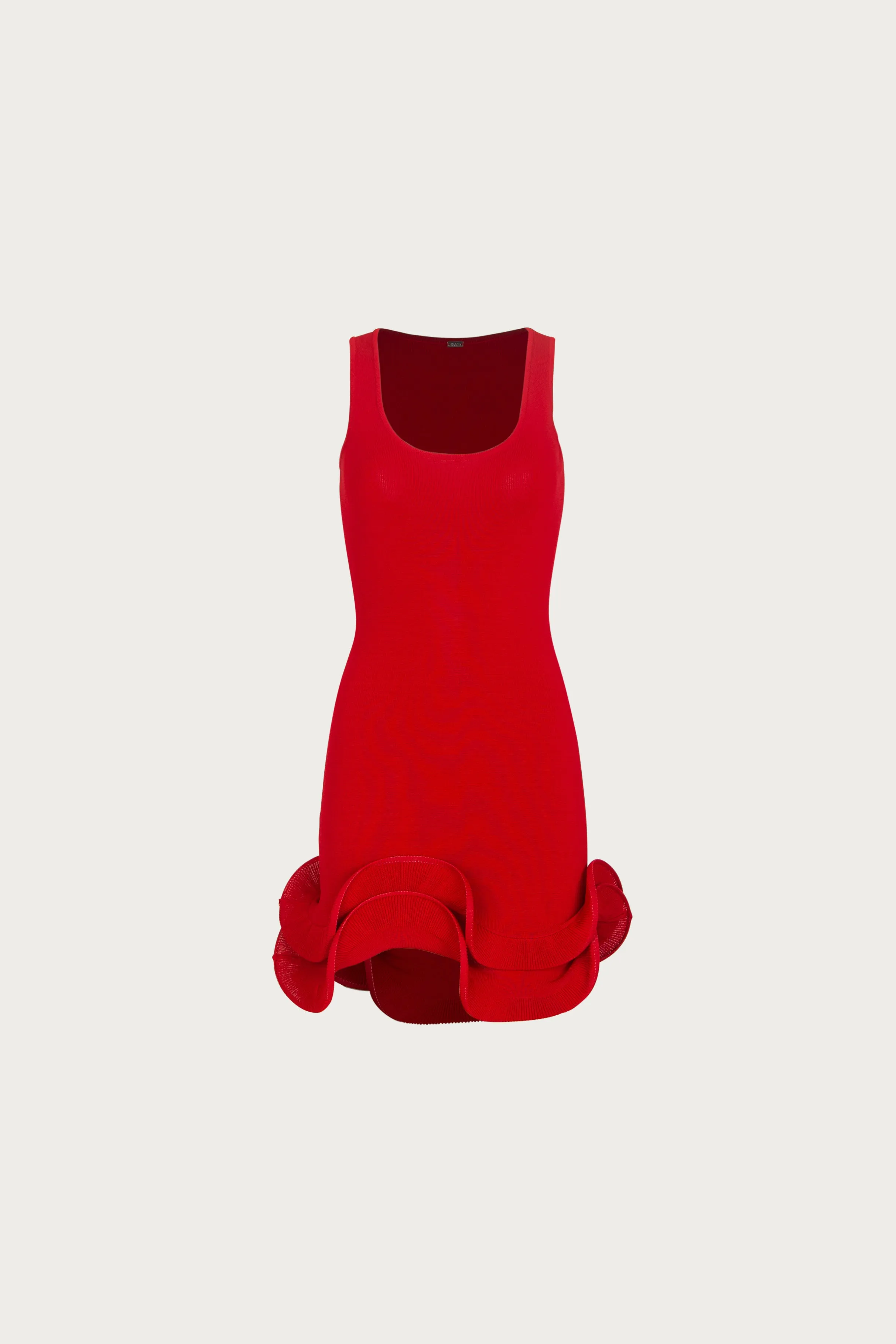 Double Ruffle Hem Mini Dress (Red) sold by SAME
