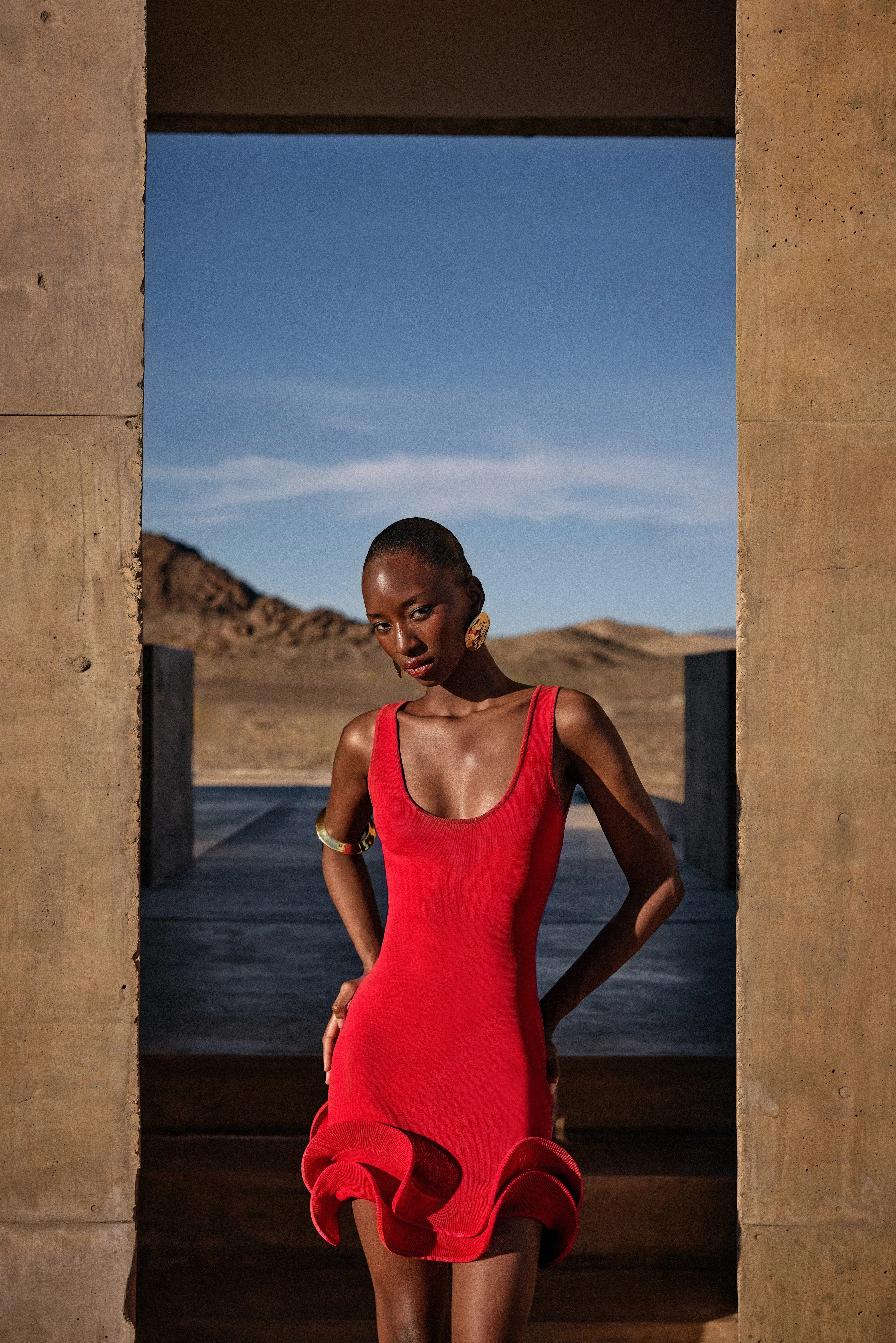 Double Ruffle Hem Mini Dress (Red) sold by SAME product image thumbnail 2