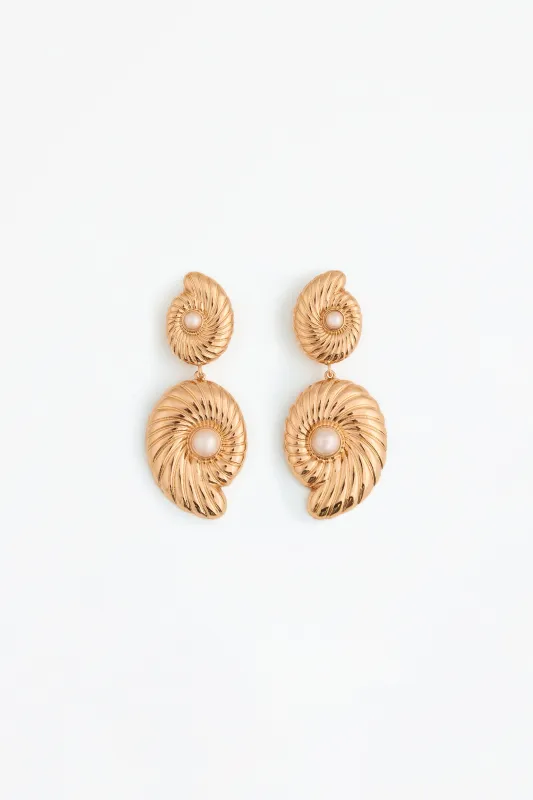 Shell Drop Earring (Gold) made by SAME