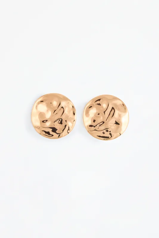 Hammered Disc Earring (Gold) made by SAME