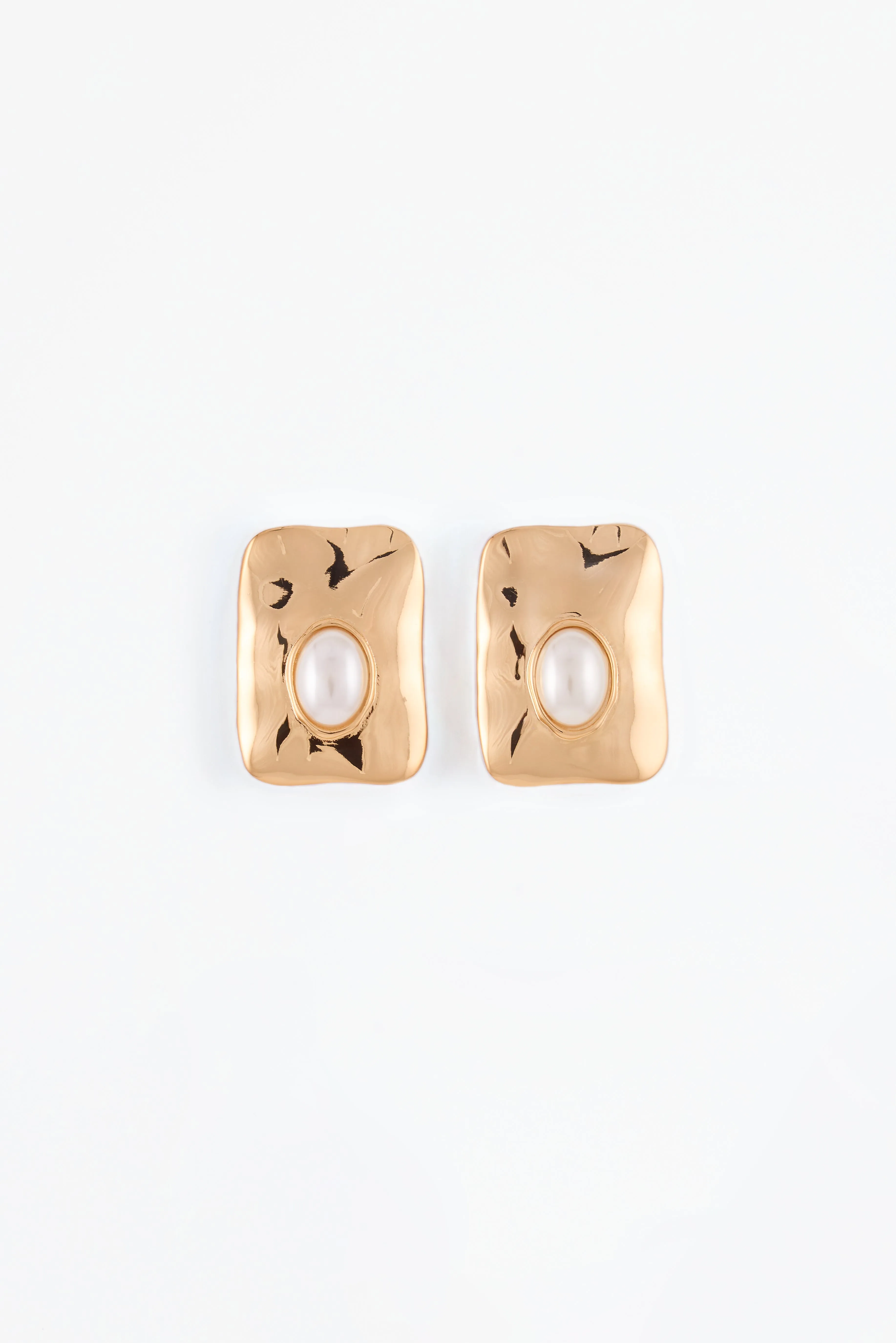 Hammered Pearl Earring (Gold) sold by SAME