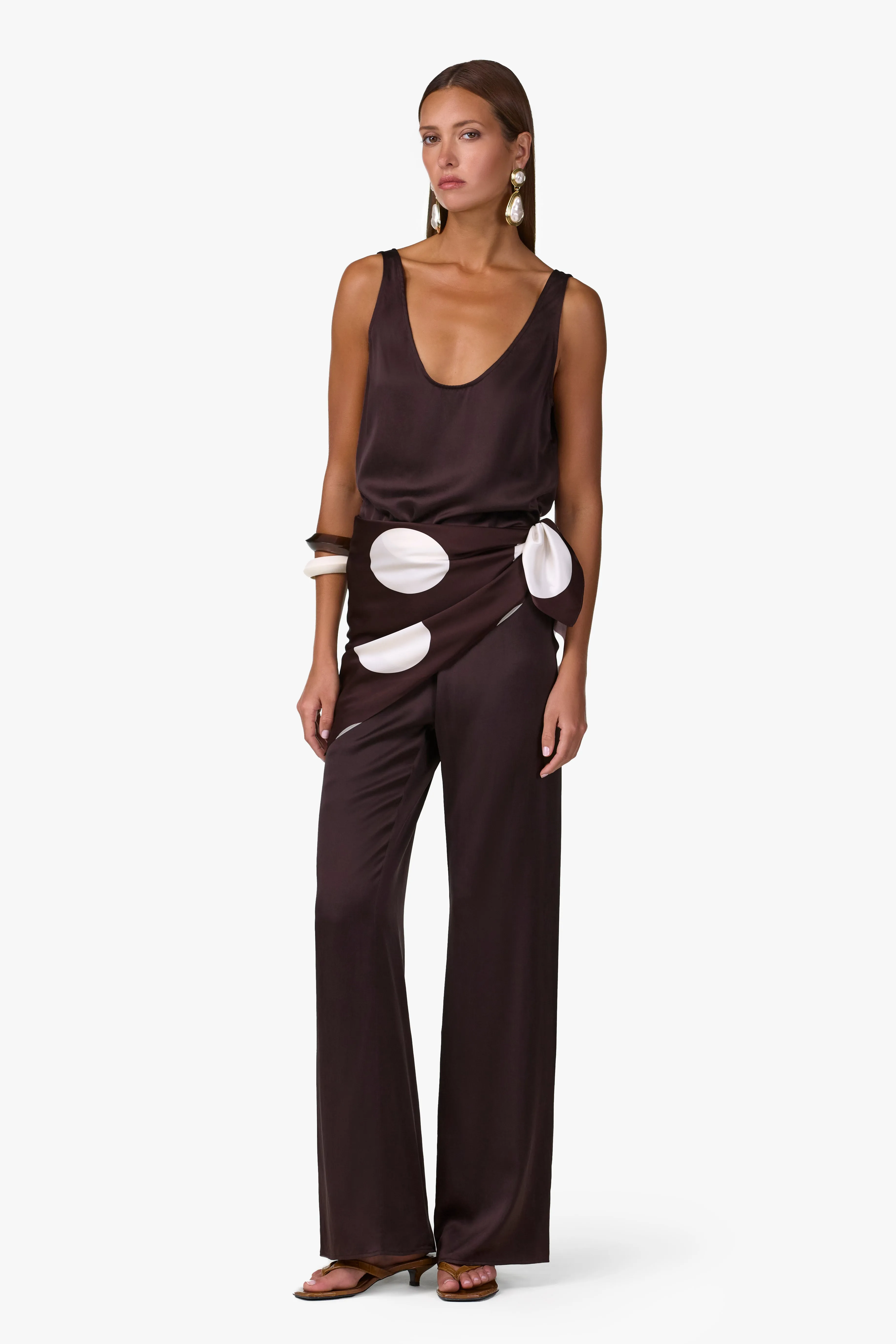 Silk Scarf (Chocolate Brown Polka Dot) sold by SAME product image thumbnail 3