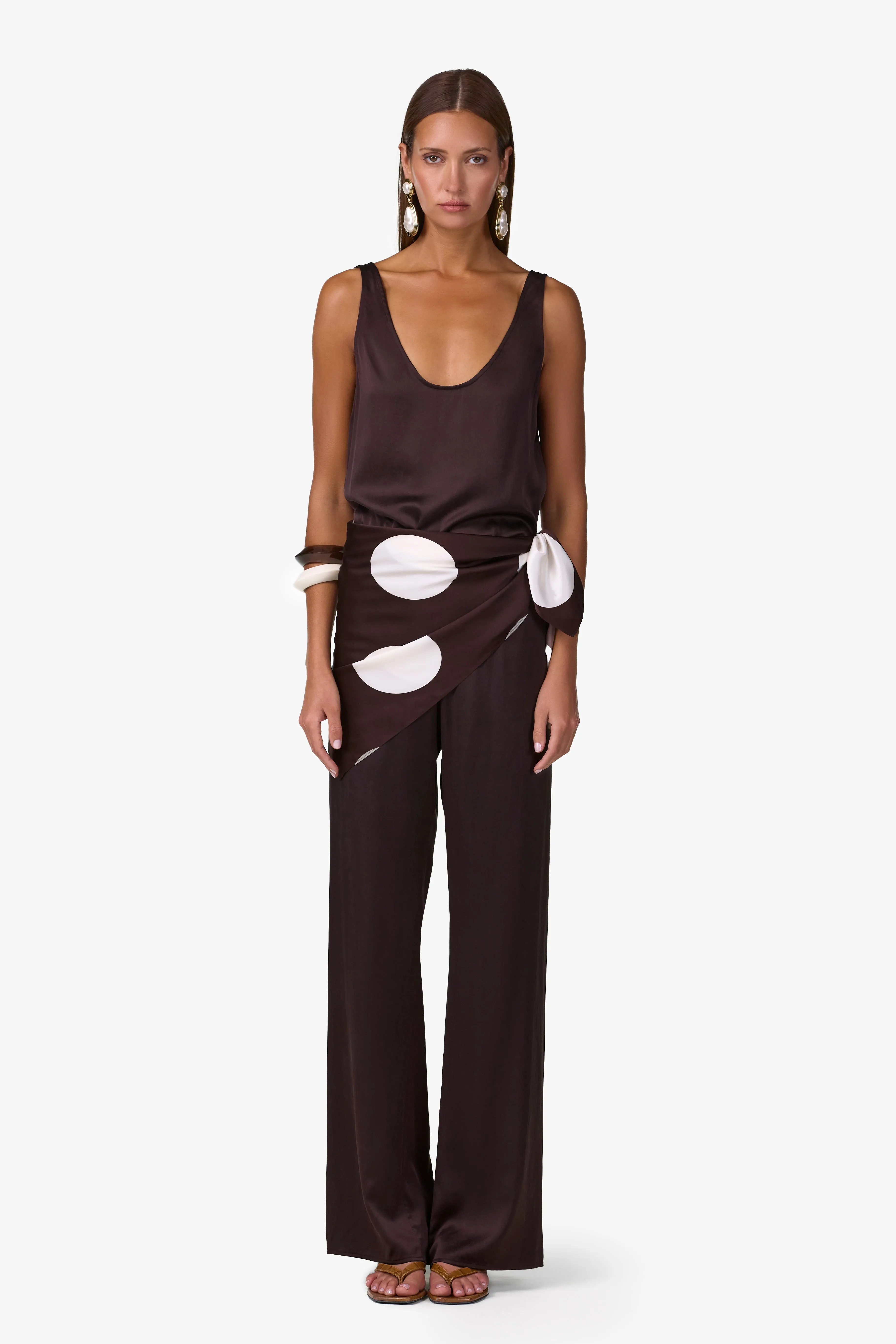 Silk Scarf (Chocolate Brown Polka Dot) sold by SAME product image thumbnail 4