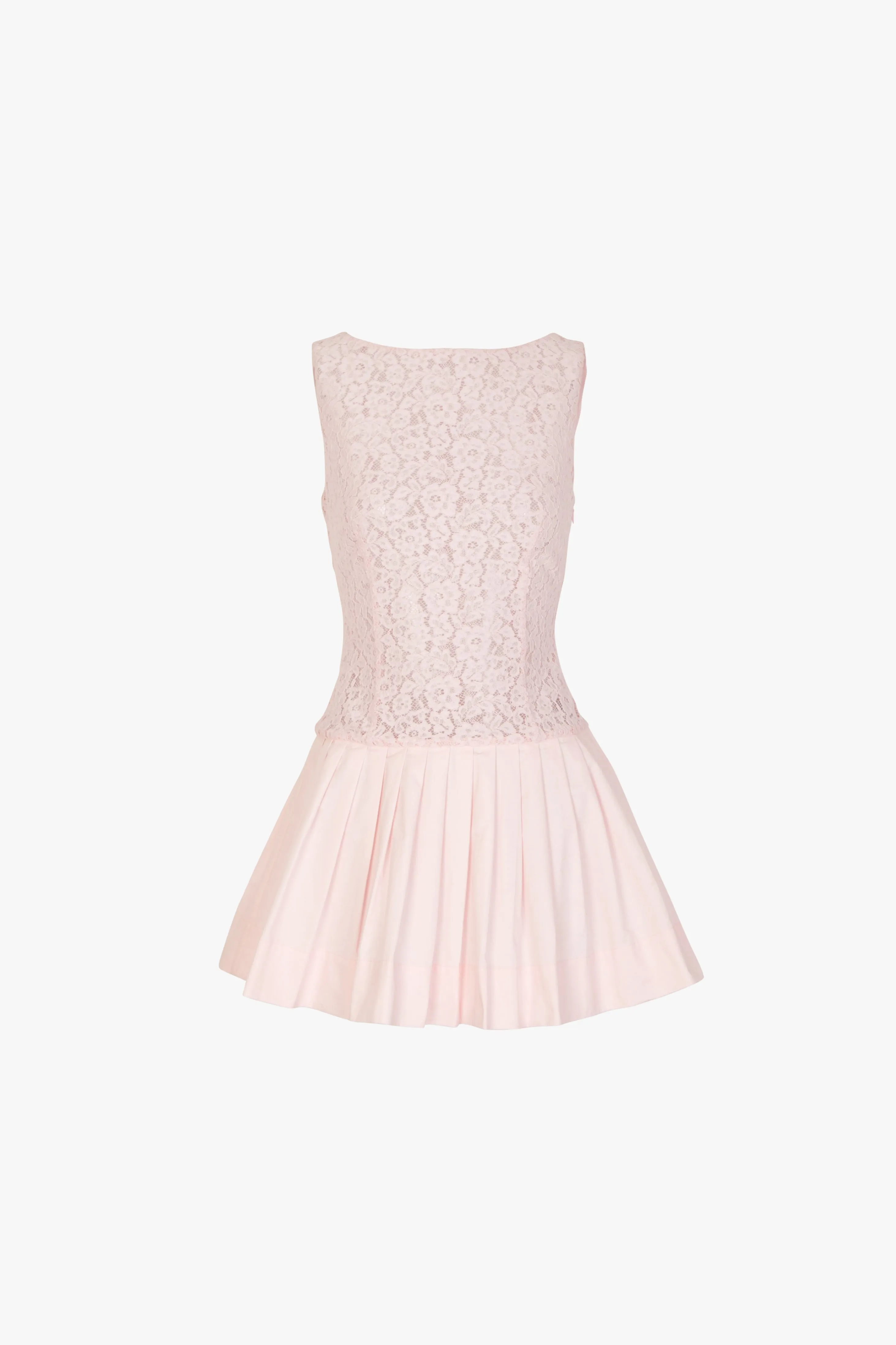 Lace Poplin Mini Dress (Pale Pink) sold by SAME