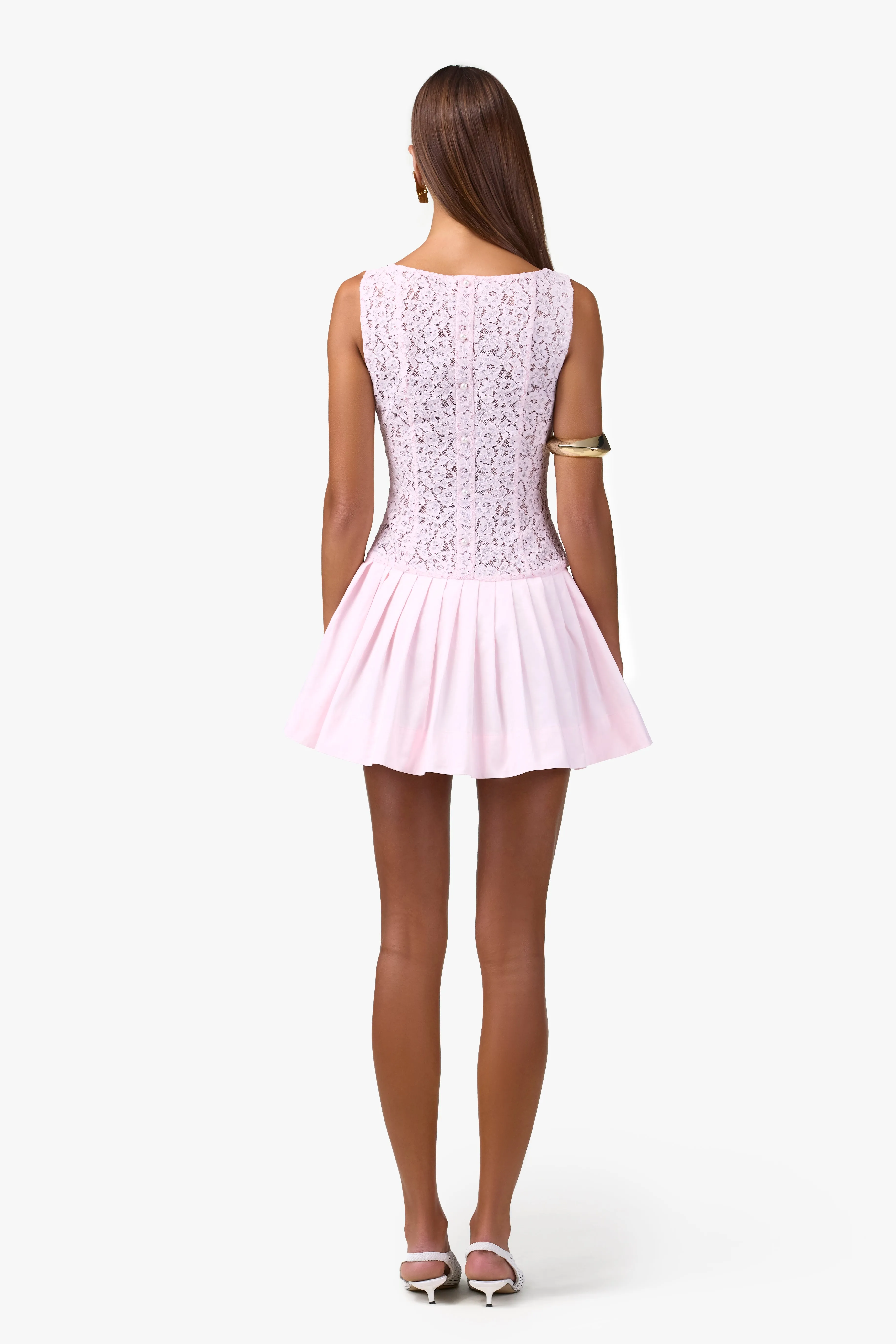Lace Poplin Mini Dress (Pale Pink) sold by SAME product image thumbnail 4