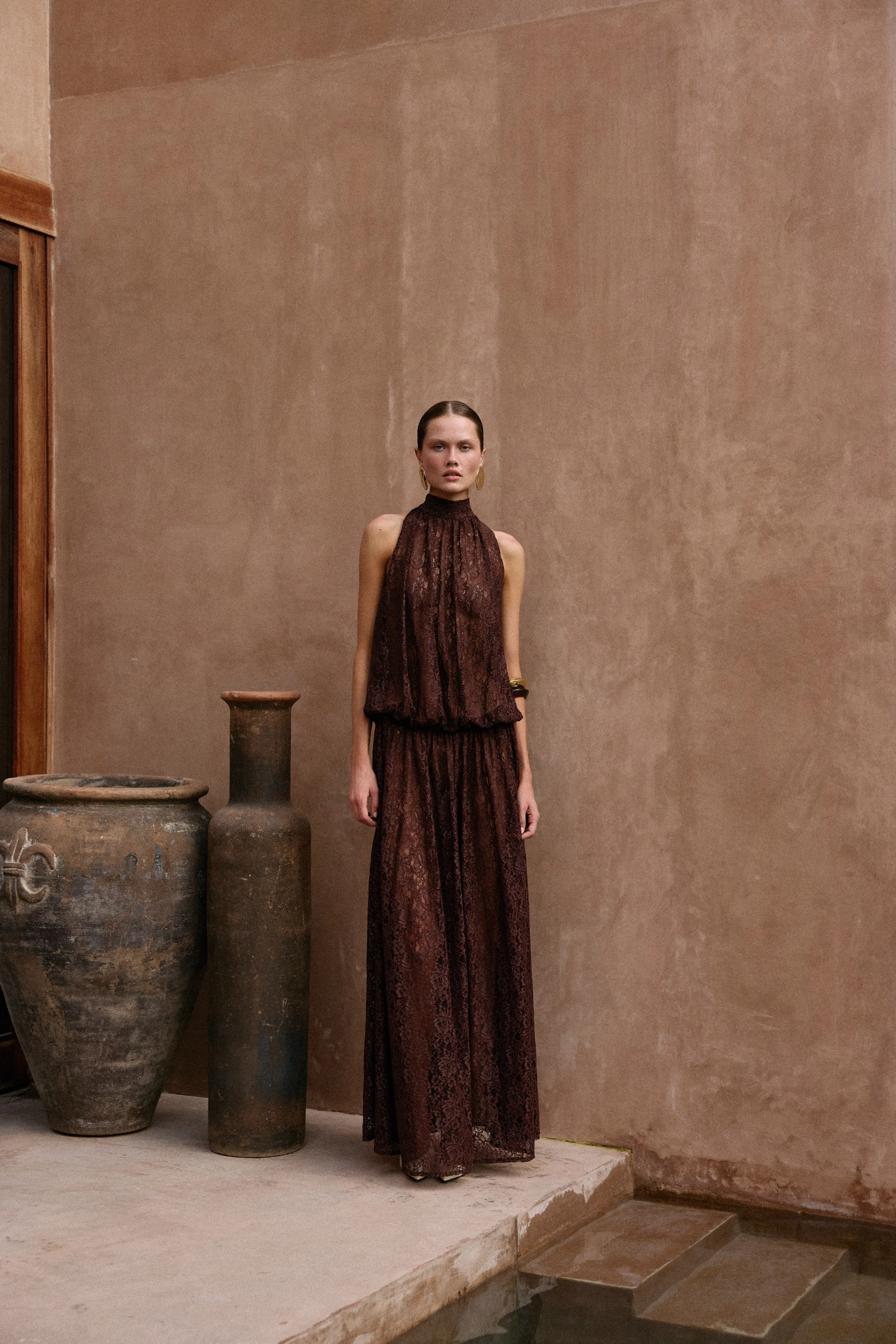 Drop Waist Lace Gown (Chocolate Brown) sold by SAME product image thumbnail 2