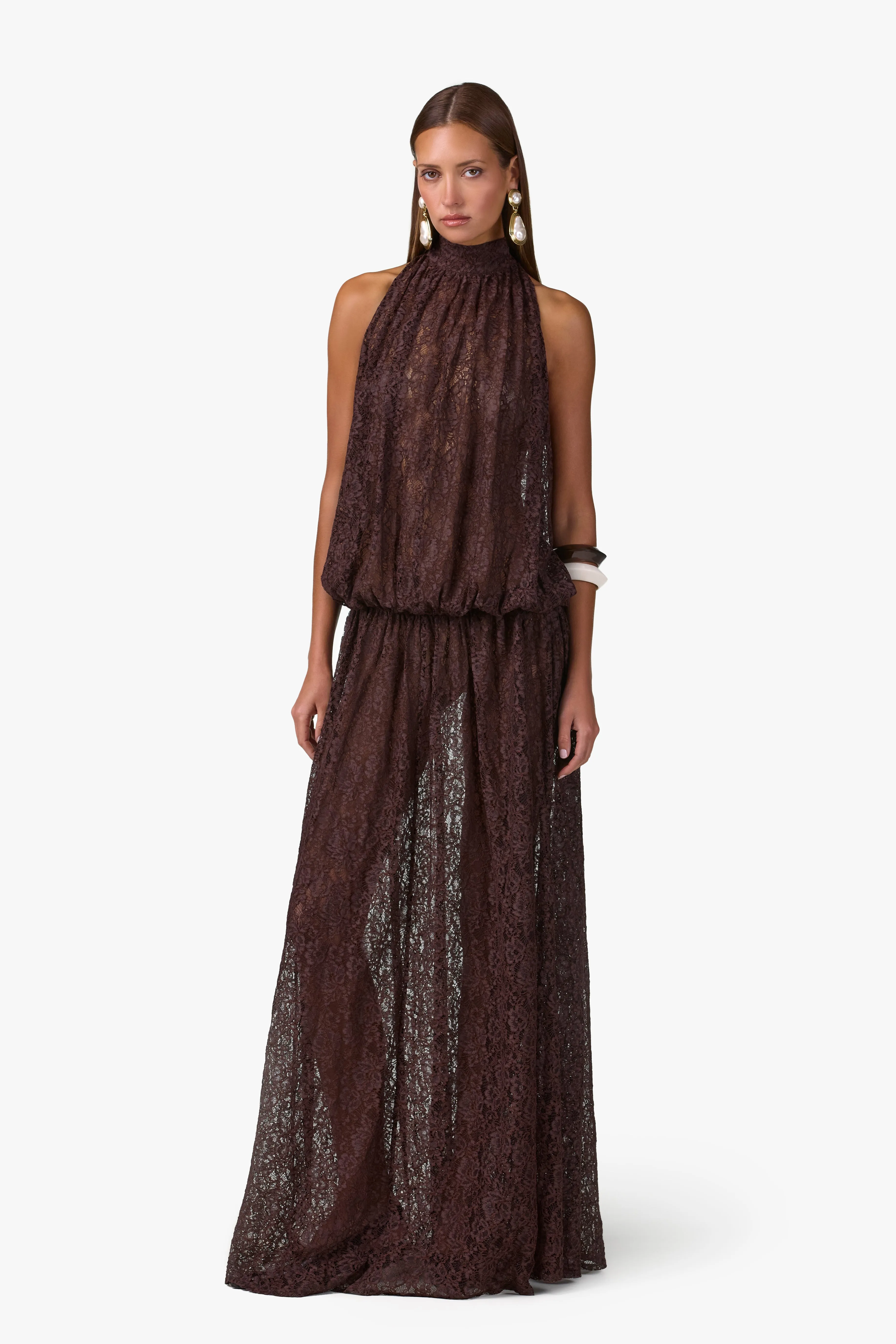 Drop Waist Lace Gown (Chocolate Brown) sold by SAME product image thumbnail 3